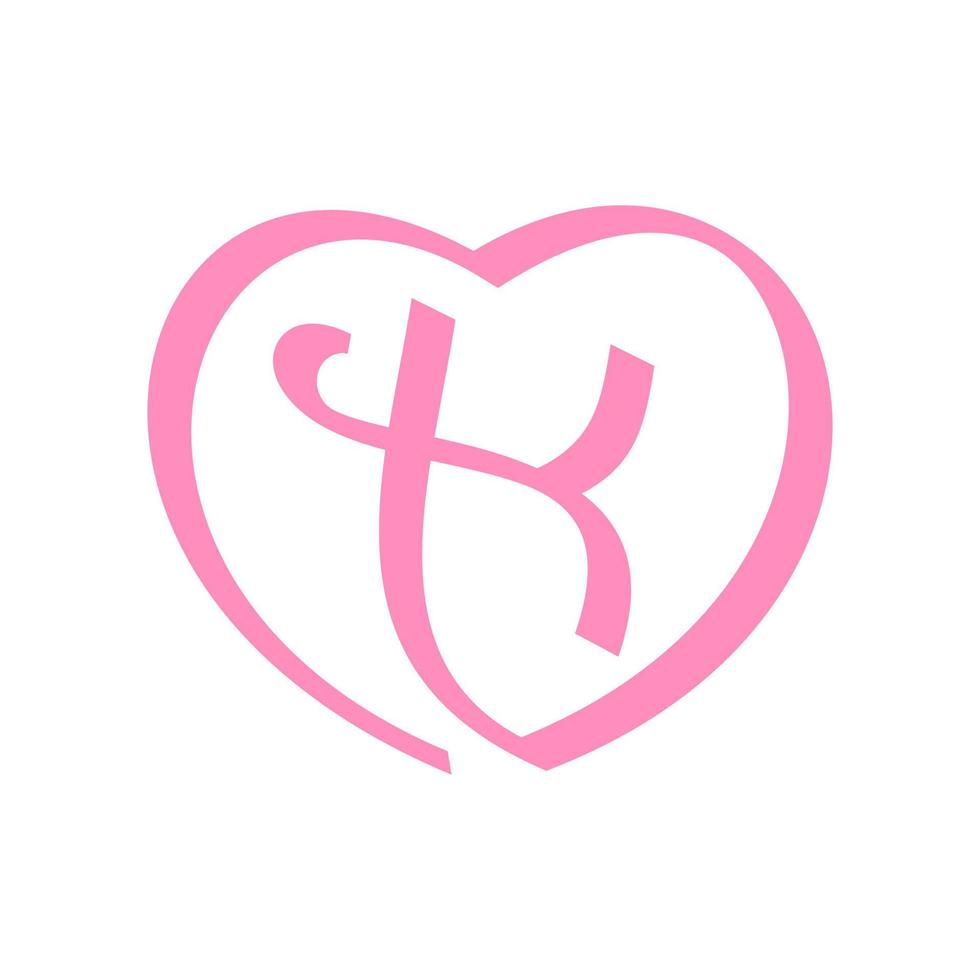 Initial K Love Ribbon Logo vector