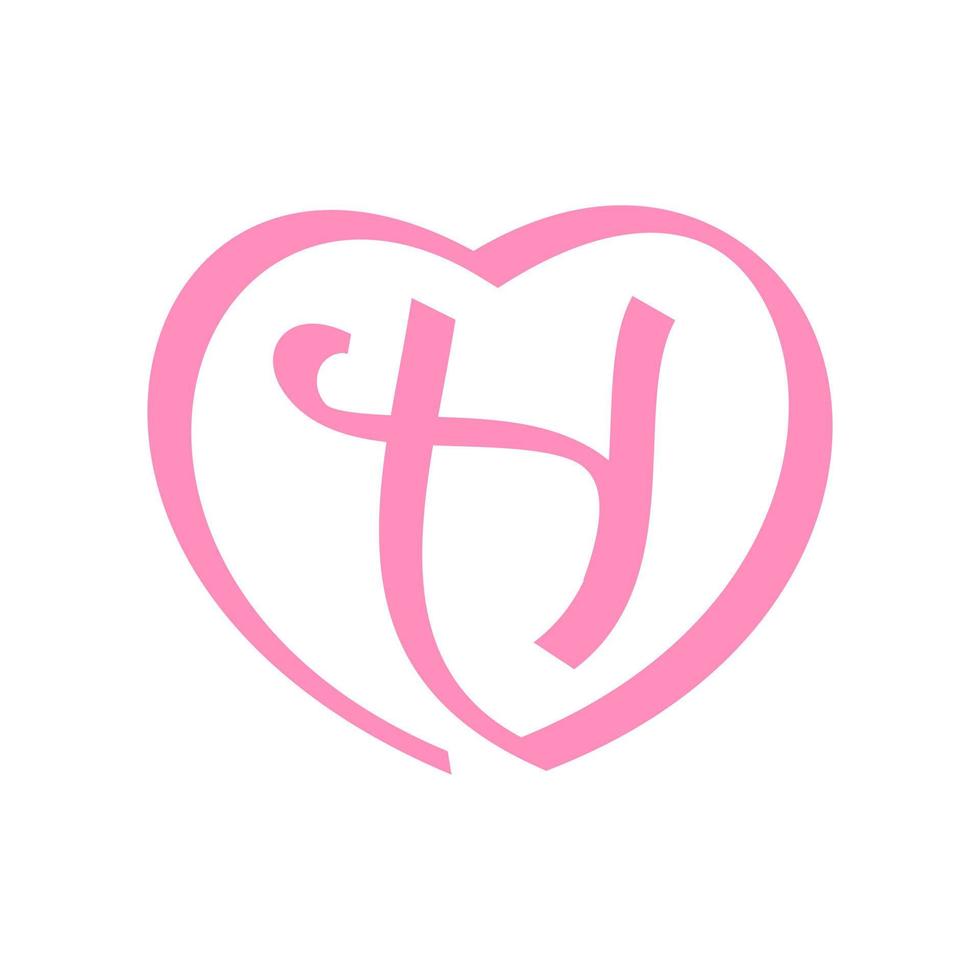 inicial h amor cinta logo vector