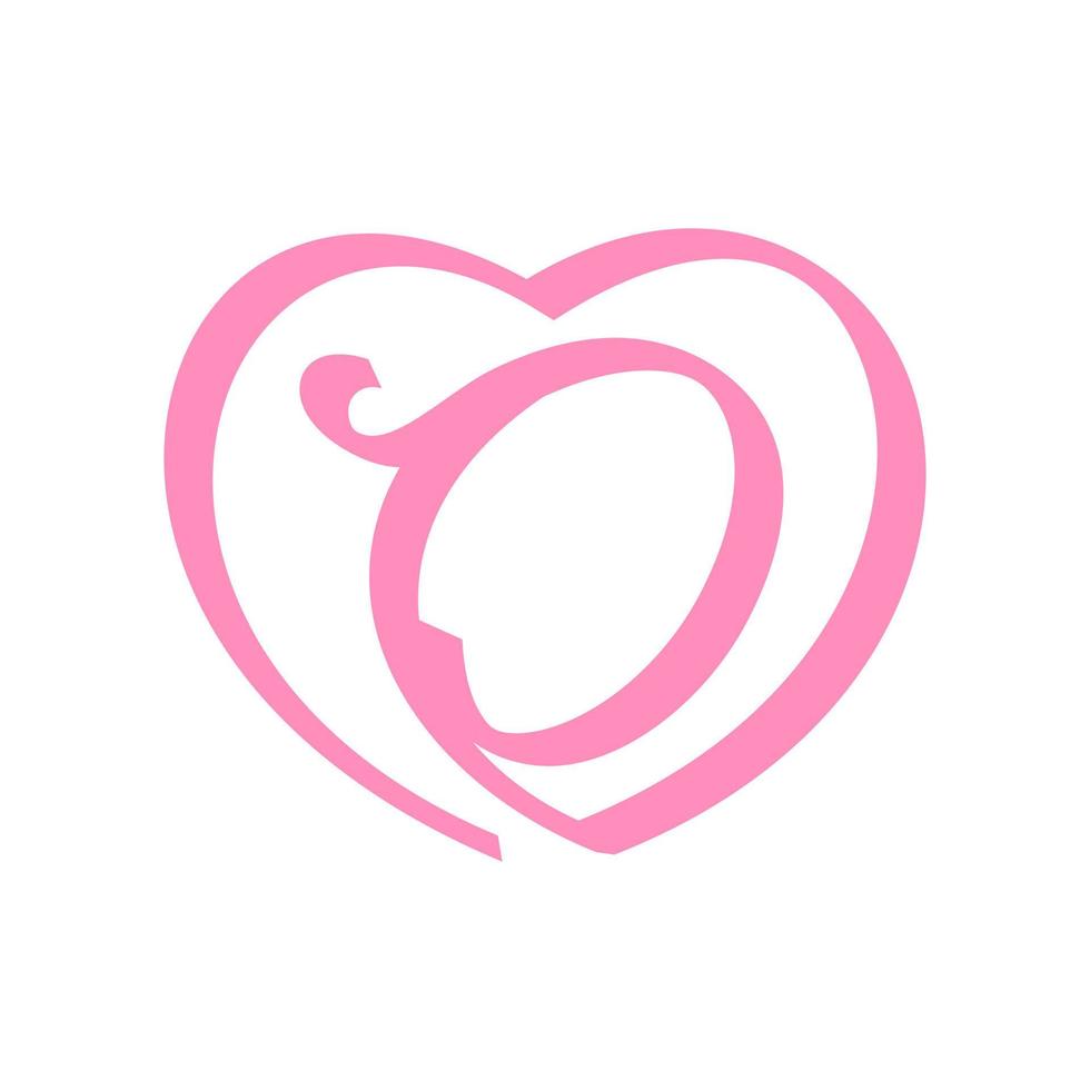 Initial O Love Ribbon Logo vector