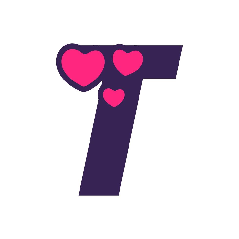 Initial T Love Logo vector