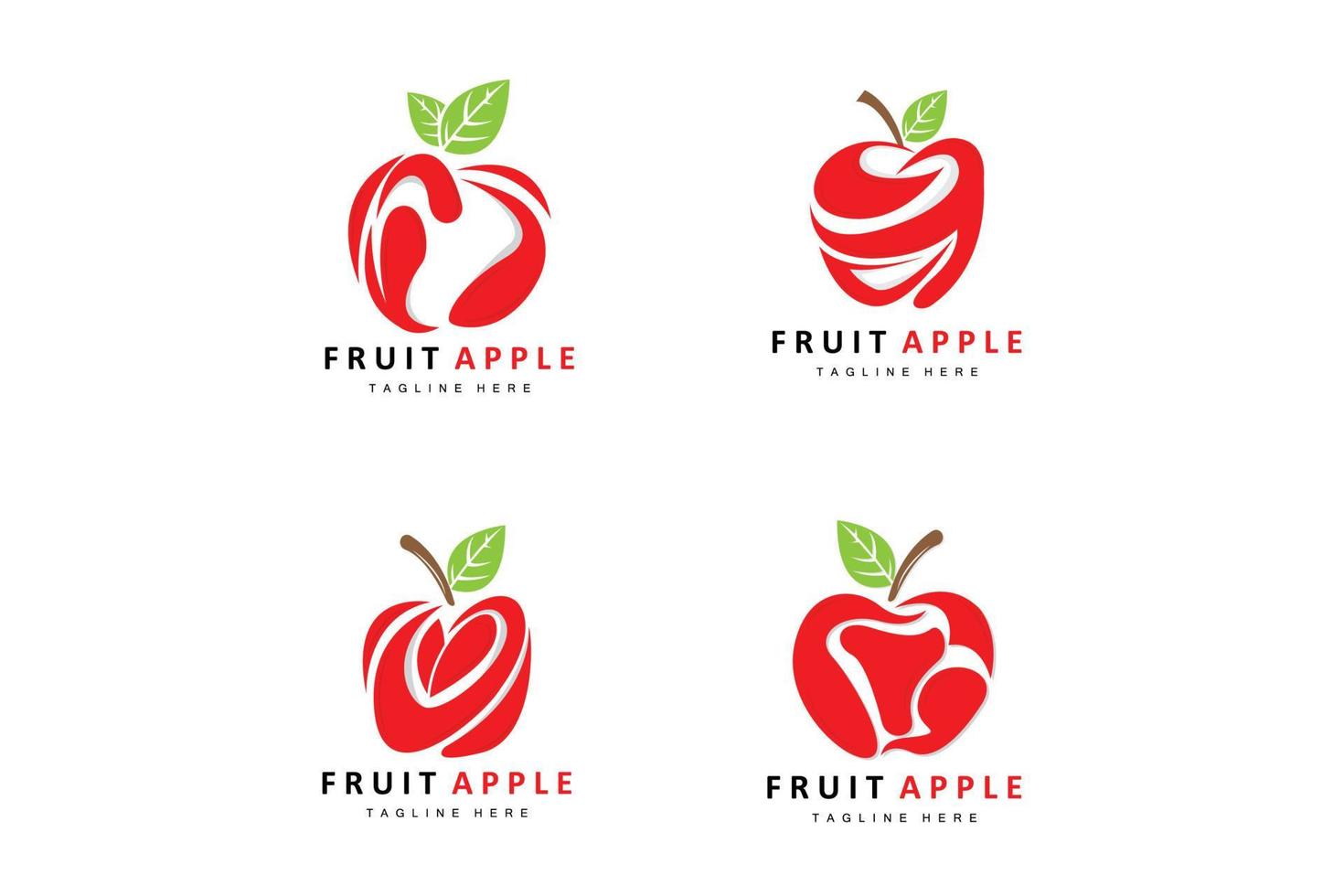 diseño de logotipo de manzana de fruta, vector de fruta roja, con estilo abstracto, ilustración de etiqueta de marca de producto