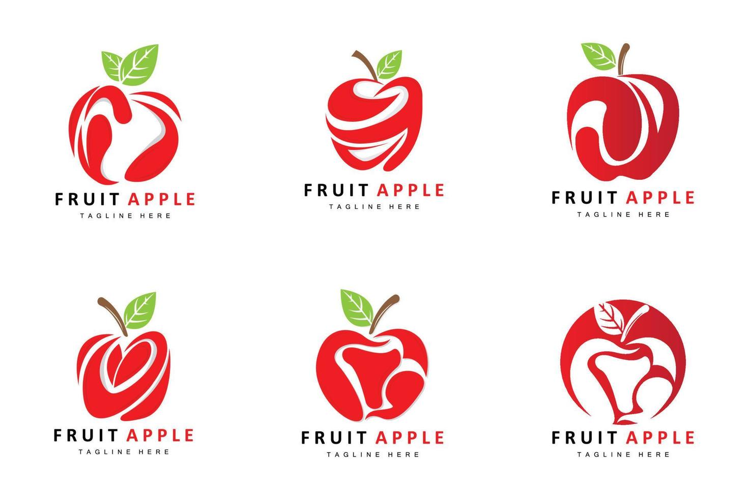 diseño de logotipo de manzana de fruta, vector de fruta roja, con estilo abstracto, ilustración de etiqueta de marca de producto