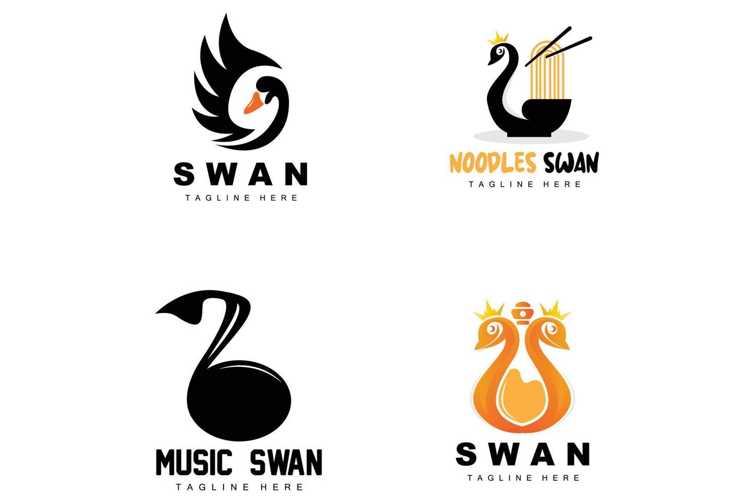 diseño de logotipo de cisne, ilustración de animales de pato, vector de plantilla de marca de empresa