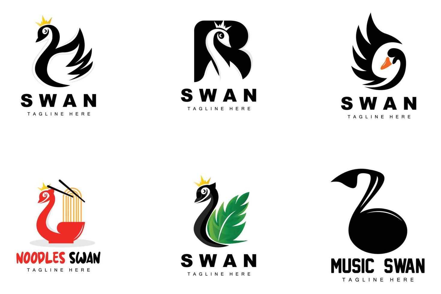 Swan Logo Design, Duck Animal Illustration, Company Brand Template Vector