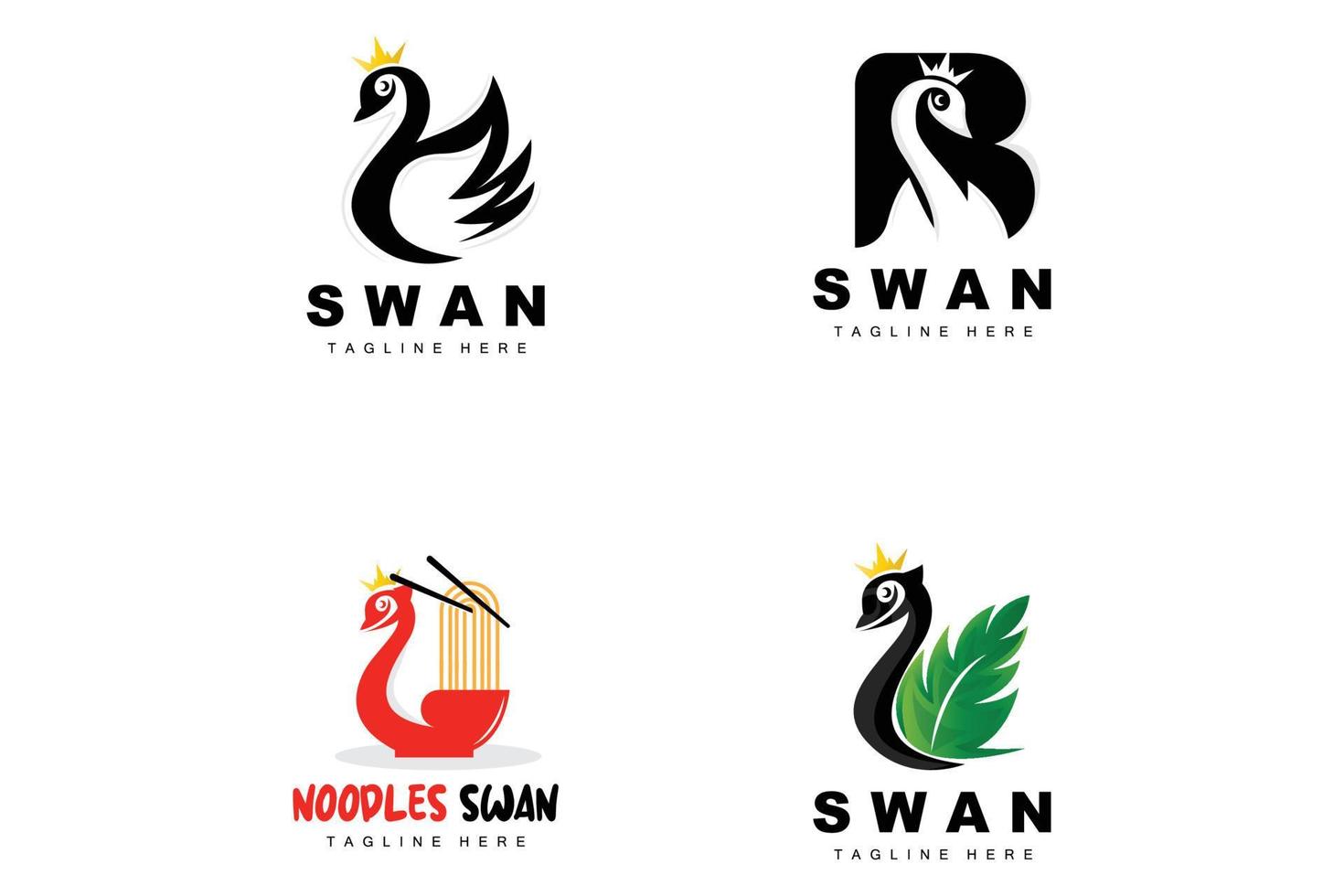 diseño de logotipo de cisne, ilustración de animales de pato, vector de plantilla de marca de empresa