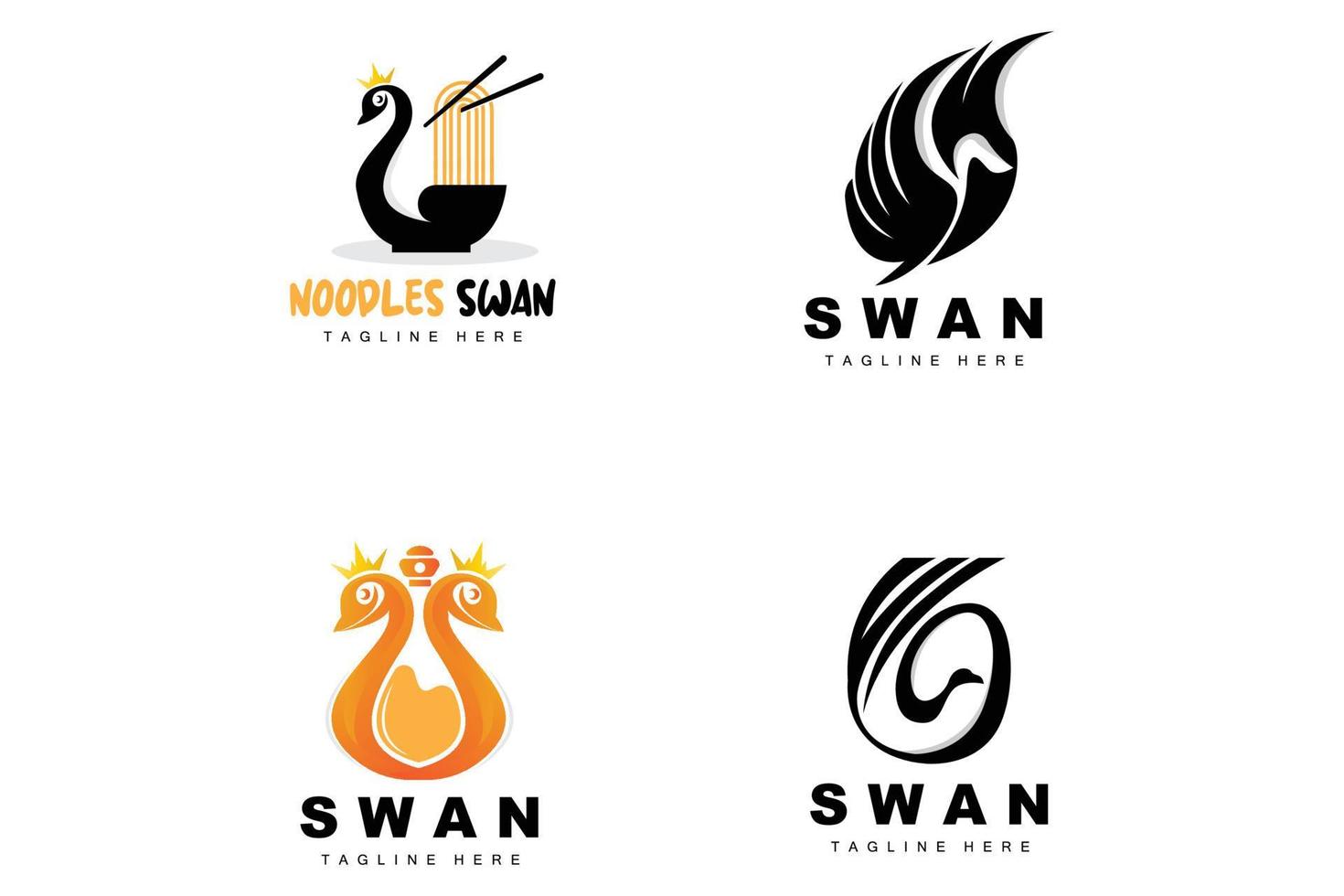 Swan Logo Design, Duck Animal Illustration, Company Brand Template Vector