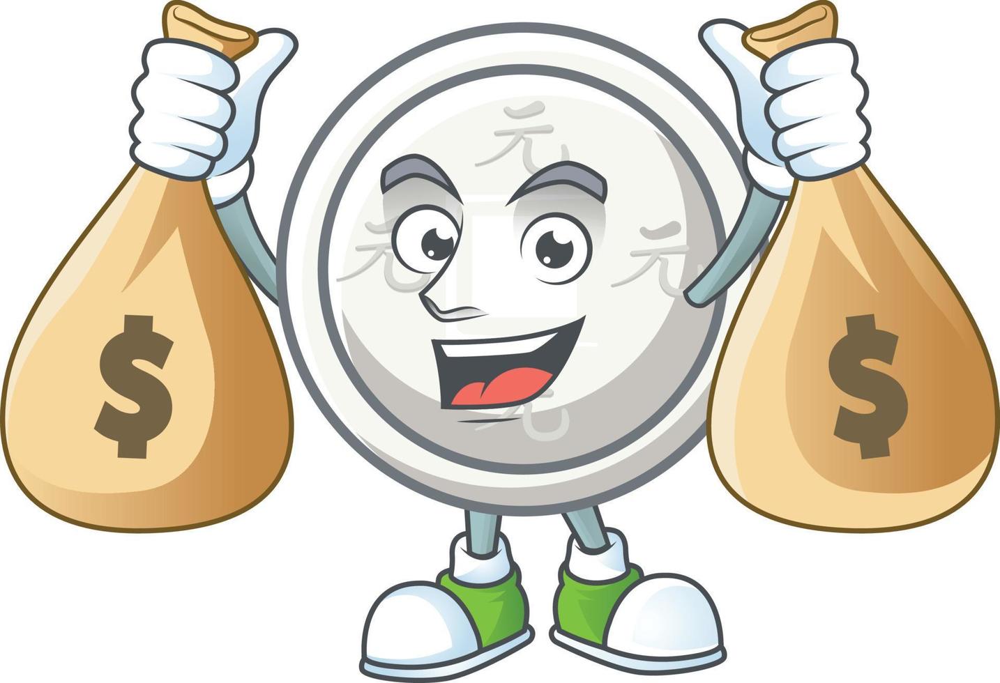 Chinese silver coin cartoon character style vector