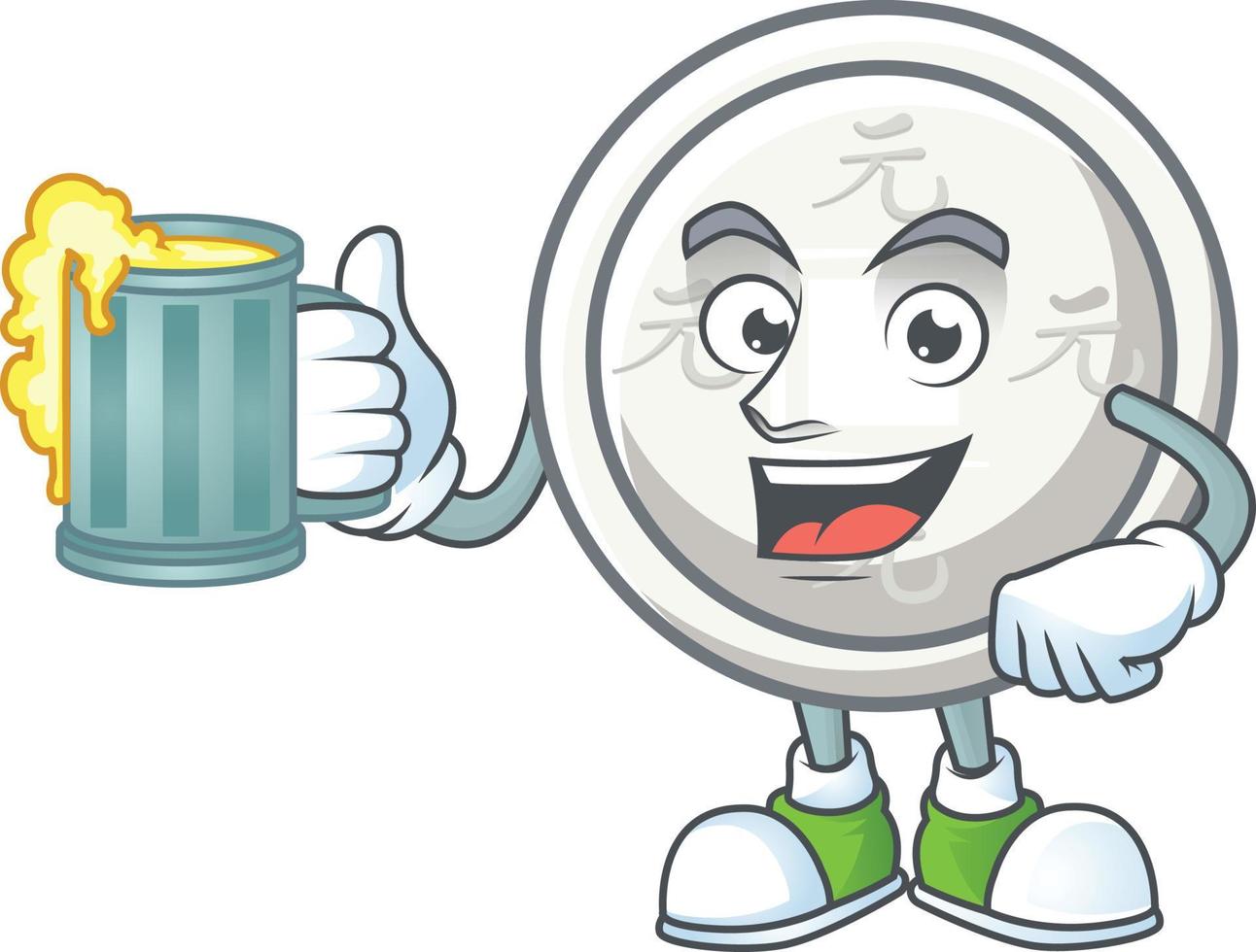 Chinese silver coin cartoon character style vector