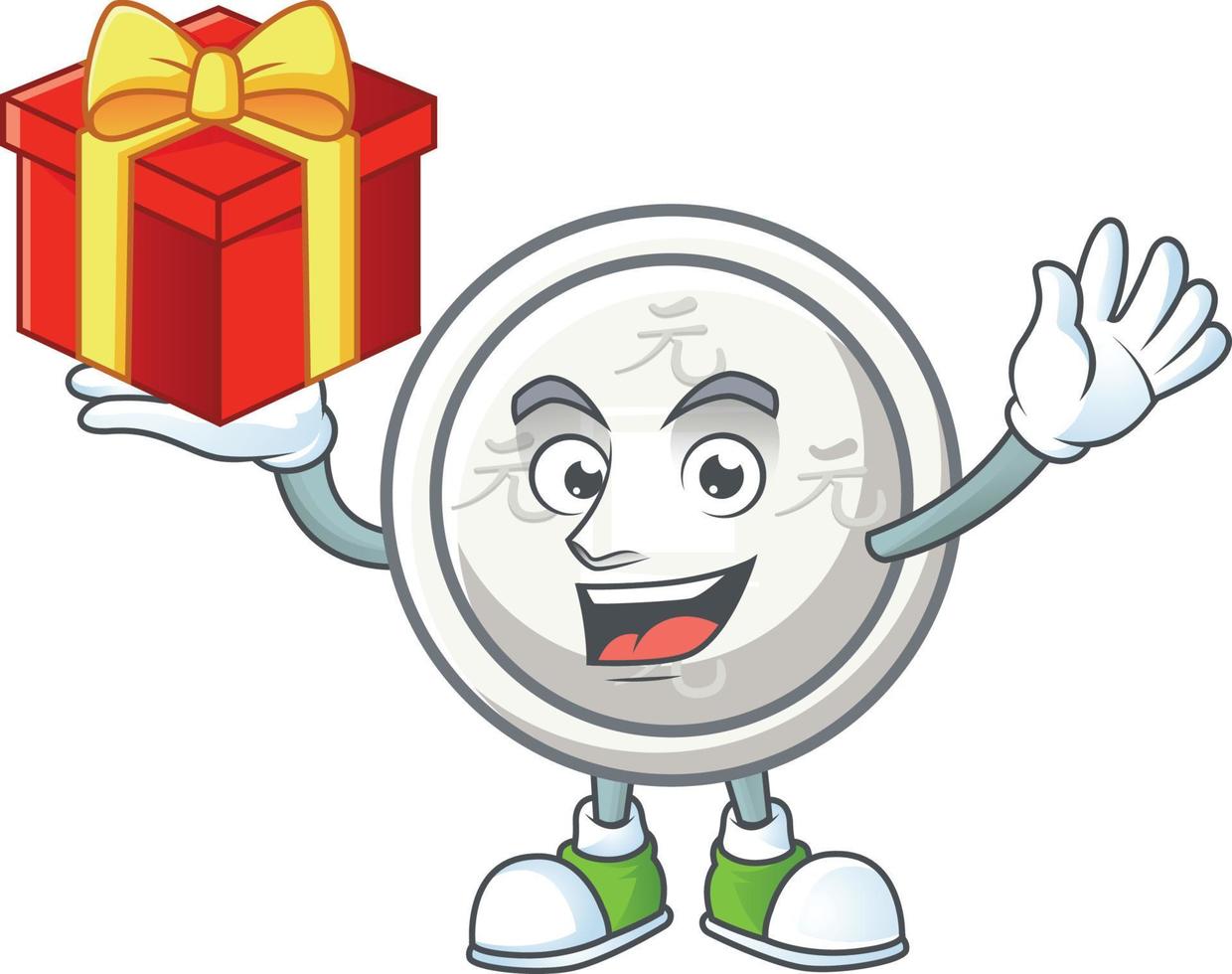 Chinese silver coin cartoon character style vector