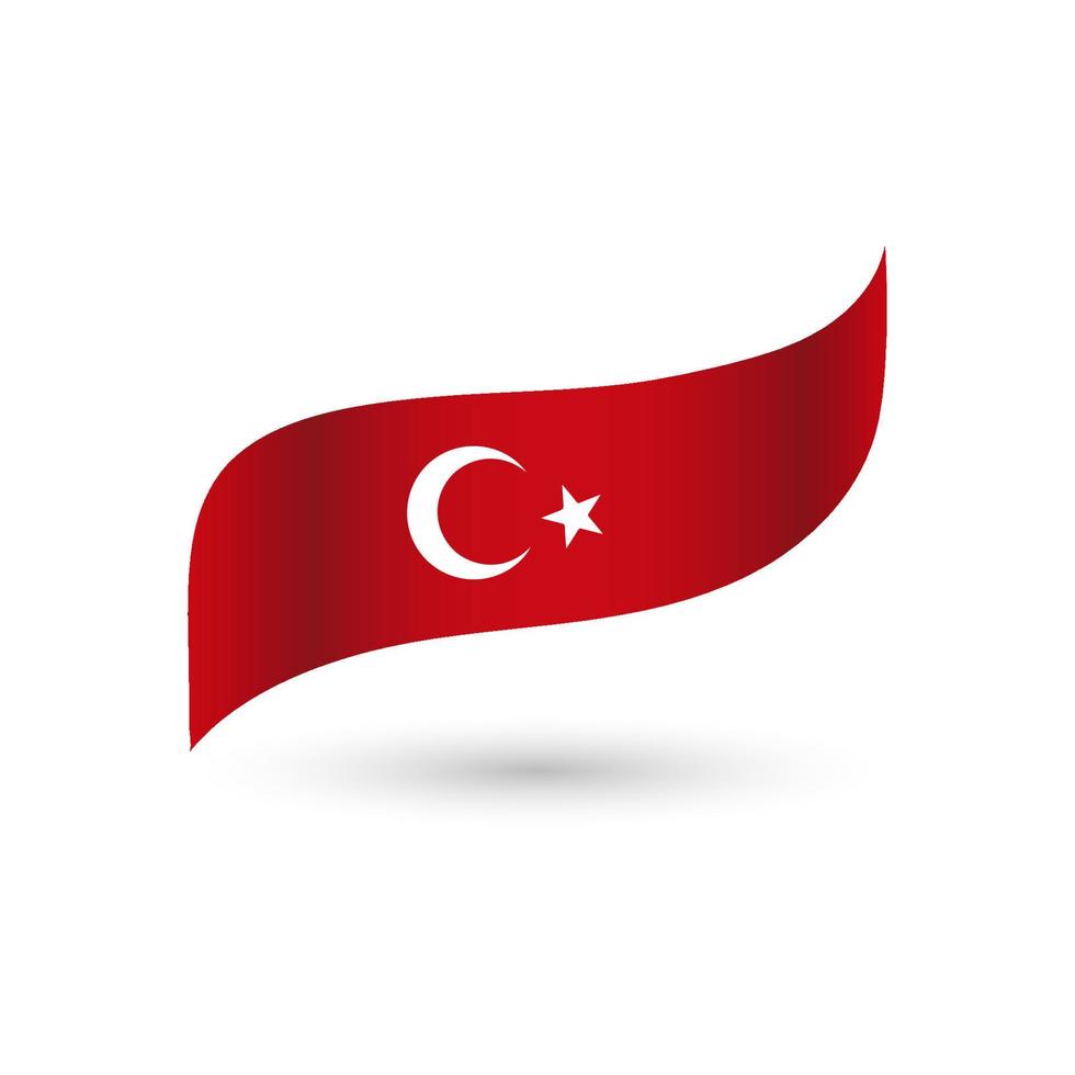 el nacional bandera de Turquía un rojo bandera ola fluido aleteo presentando un blanco estrella y creciente etiqueta pegatina Insignia turco nacional aislado vector