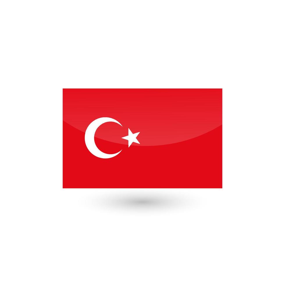 The national flag of Turkey a red flag featuring a white star and crescent label sticker badge Turkish national vector illustration.