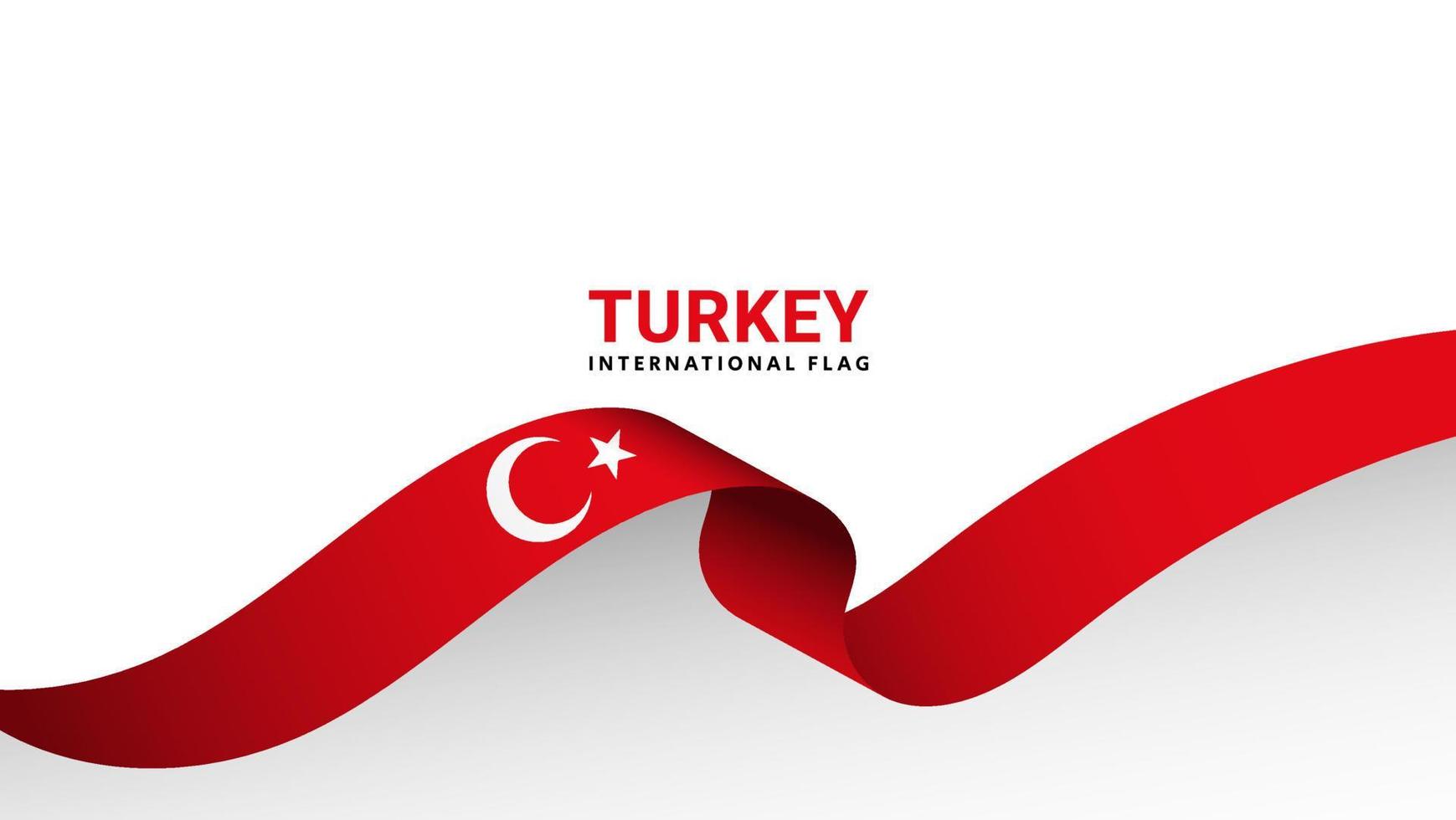 Turkey flag wave flowing flutter banner concept and white copy space background vector illustration.