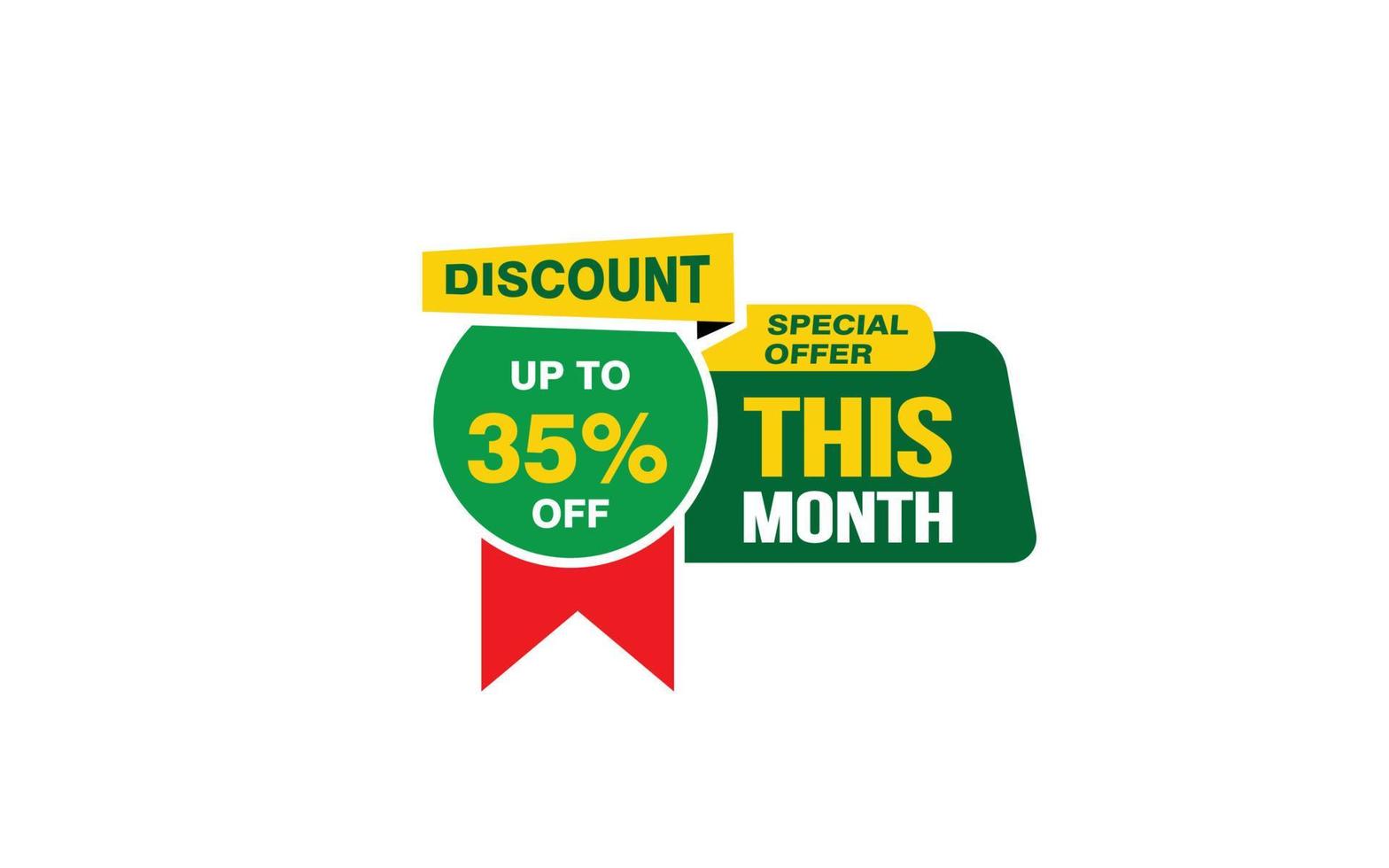 35 Percent THIS MONTH offer, clearance, promotion banner layout with sticker style. vector