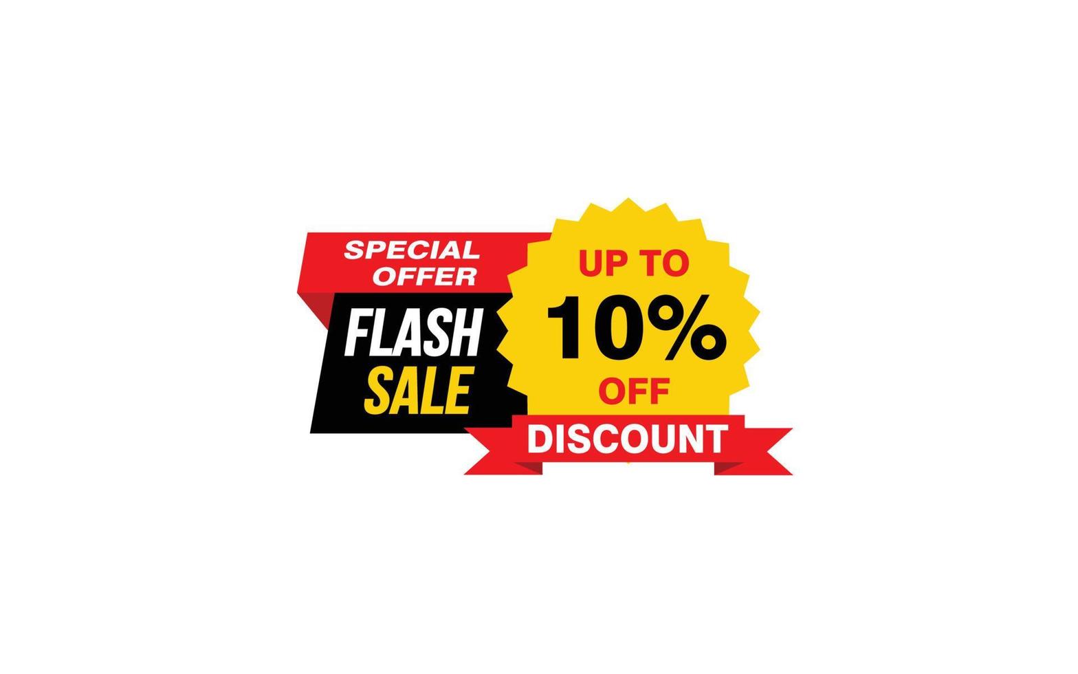 10 Percent FLASH SALE offer, clearance, promotion banner layout with sticker style. vector