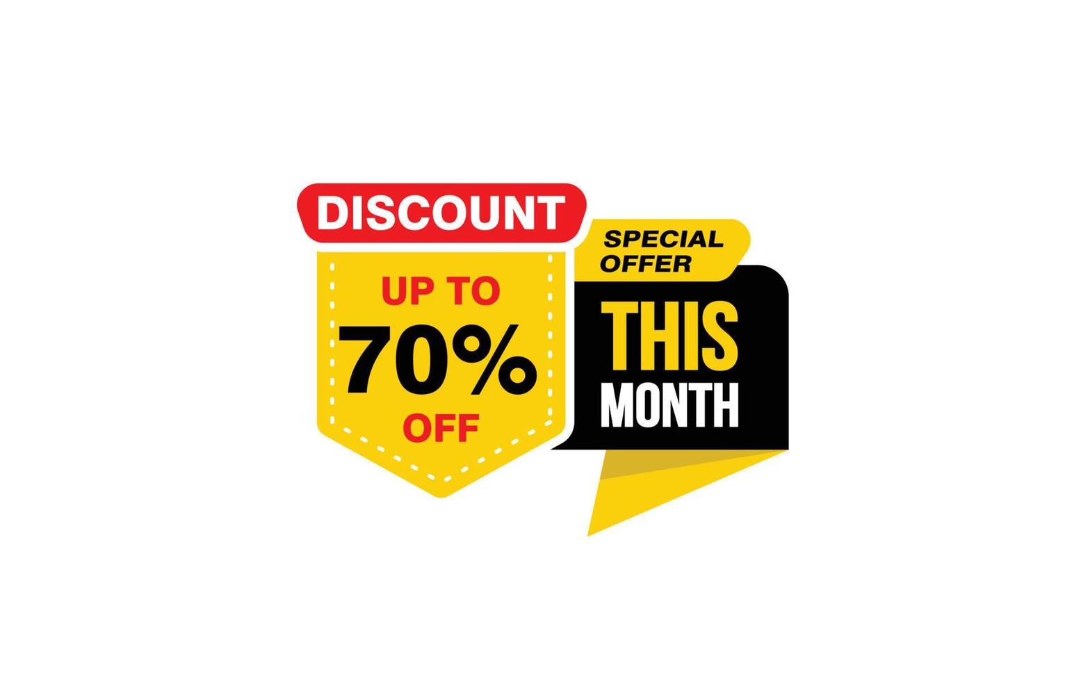 70 Percent THIS MONTH offer, clearance, promotion banner layout with sticker style. vector