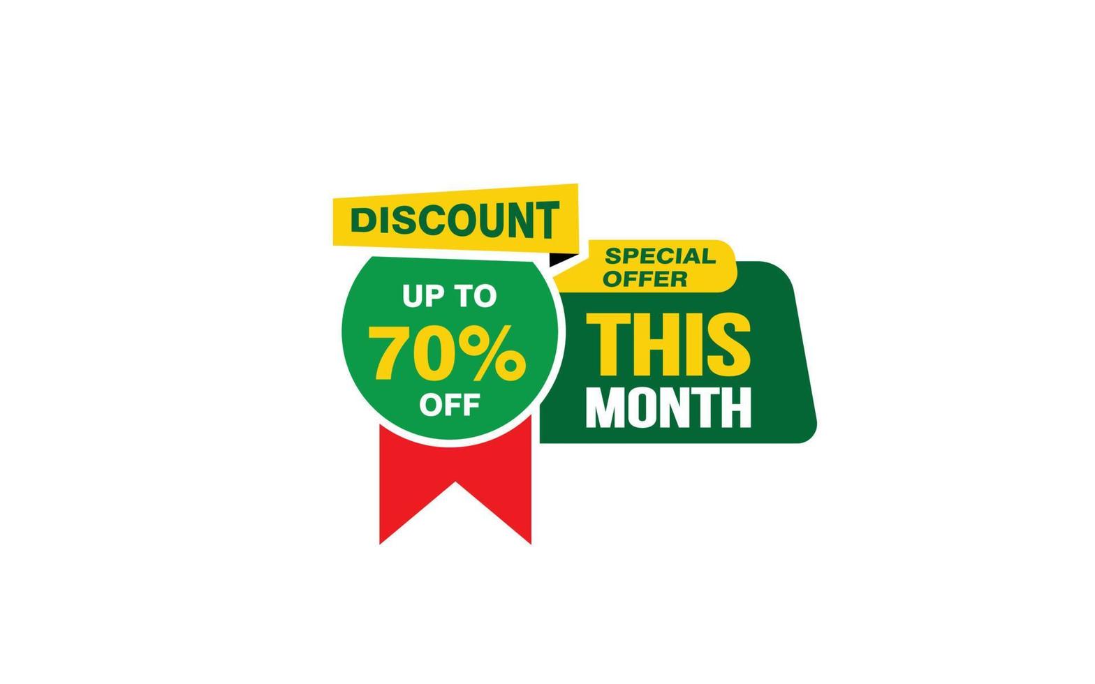 70 Percent THIS MONTH offer, clearance, promotion banner layout with sticker style. vector