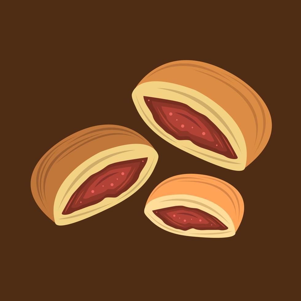 Red beans dorayaki vector illustration for graphic design and decorative element