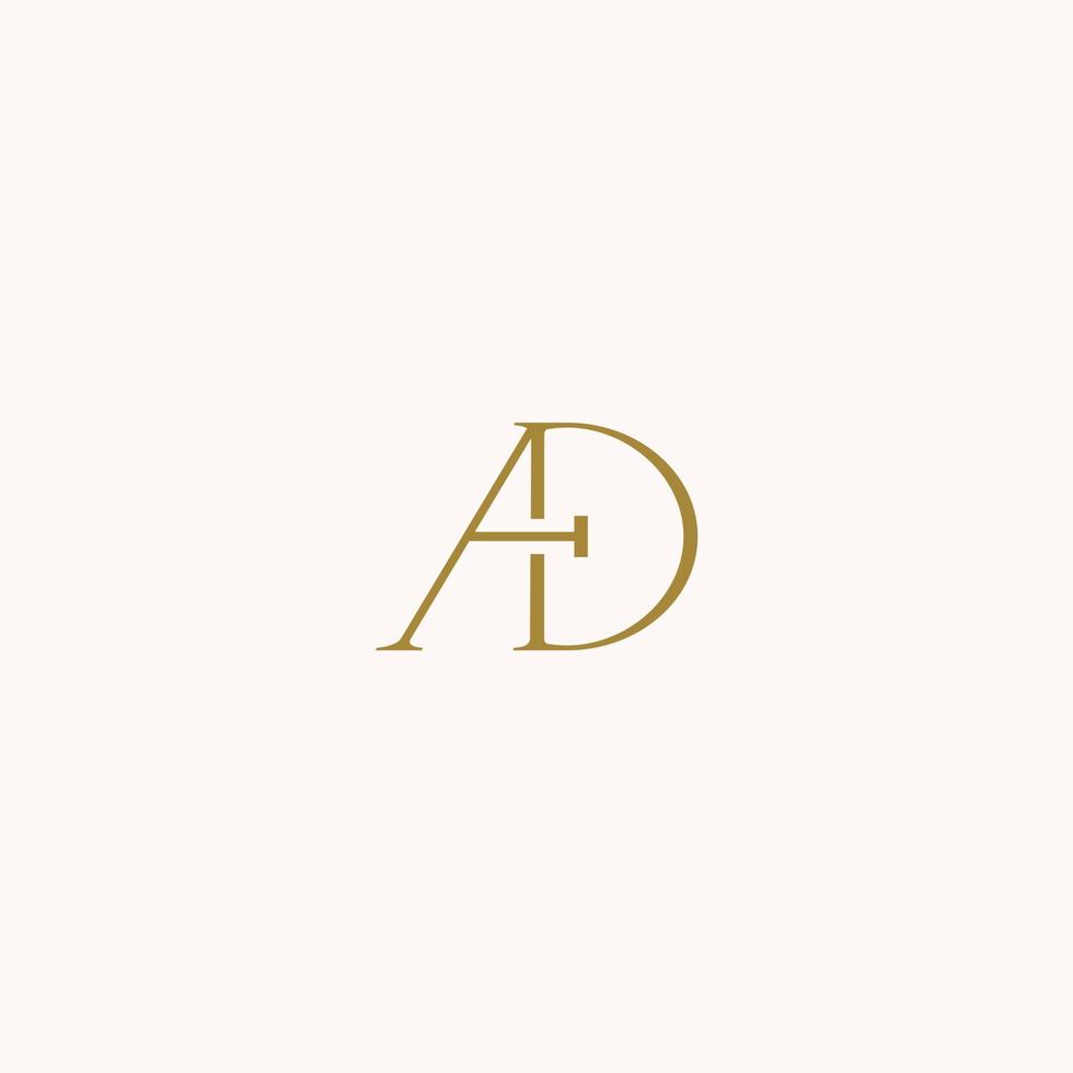Minimalist and elegant AD letter with Serif style logo design vector. perfect for fashion, cosmetic, branding, and creative studio vector
