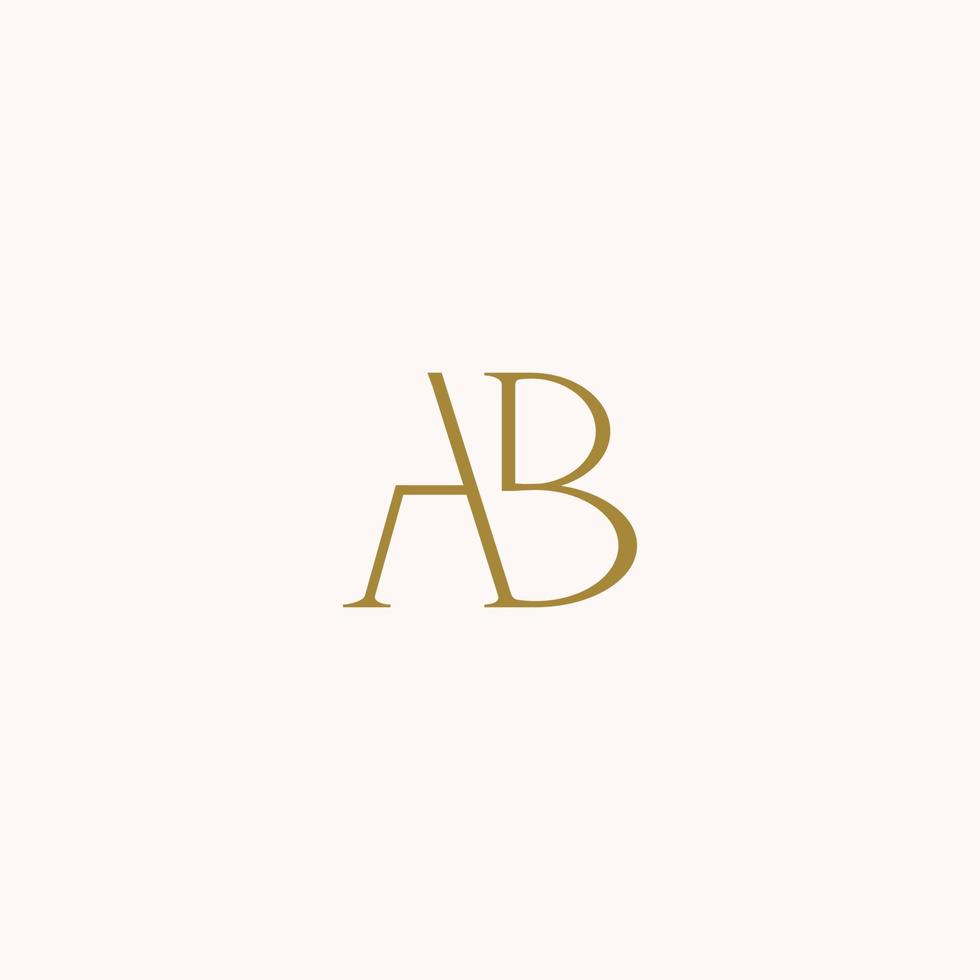 Minimalist and elegant AB letter with Serif style logo design vector. perfect for fashion, cosmetic, branding, and creative studio vector