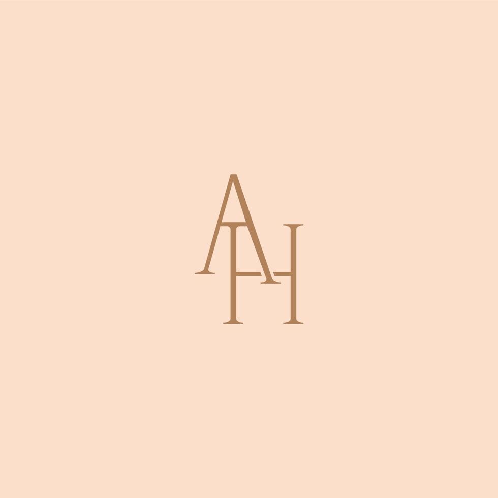 Minimalist and elegant AH letter with Serif style logo design vector. perfect for fashion, cosmetic, branding, and creative studio vector