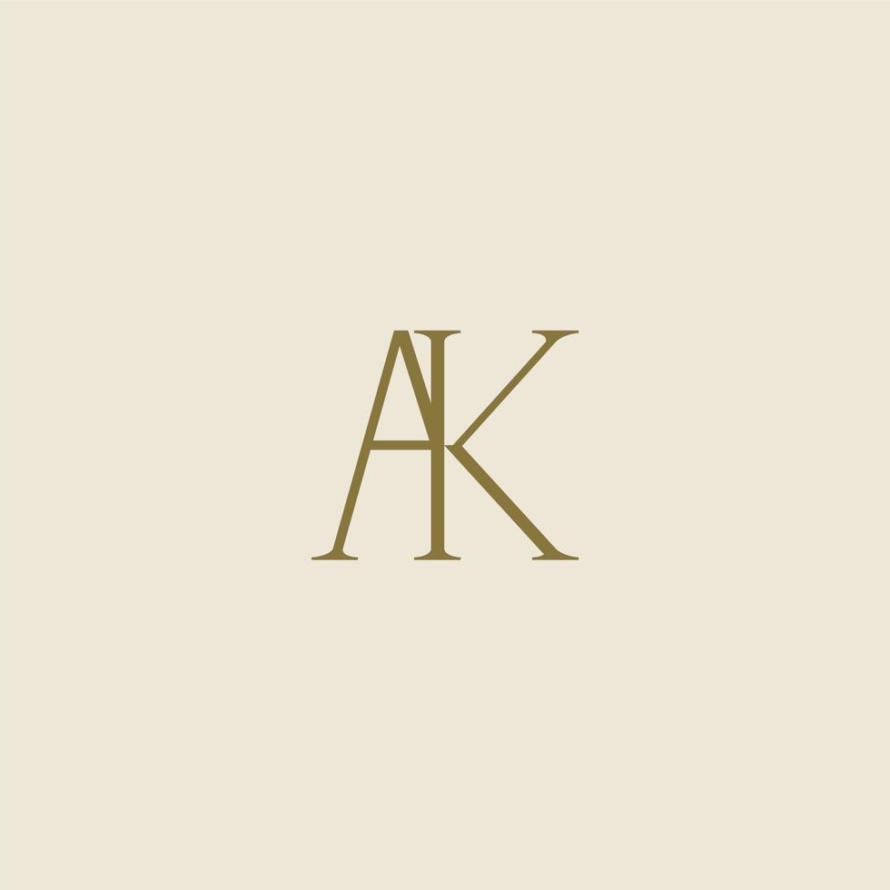 Minimalist and elegant AK letter with Serif style logo design vector. perfect for fashion, cosmetic, branding, and creative studio vector