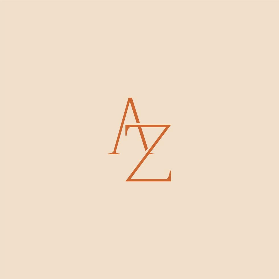 Minimalist and elegant AZ letter with Serif style logo design vector. perfect for fashion, cosmetic, branding, and creative studio vector