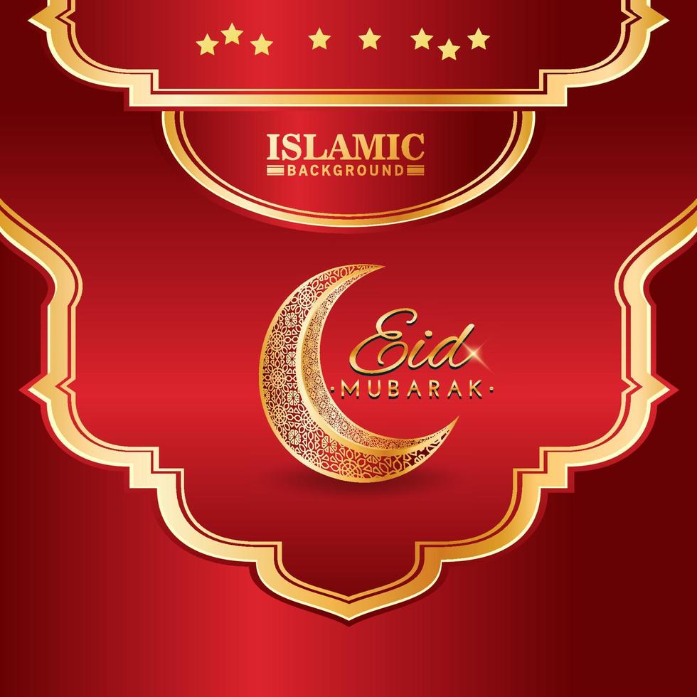 Luxury Islamic background with golden ornament border pattern and red color, ramadan background concept vector