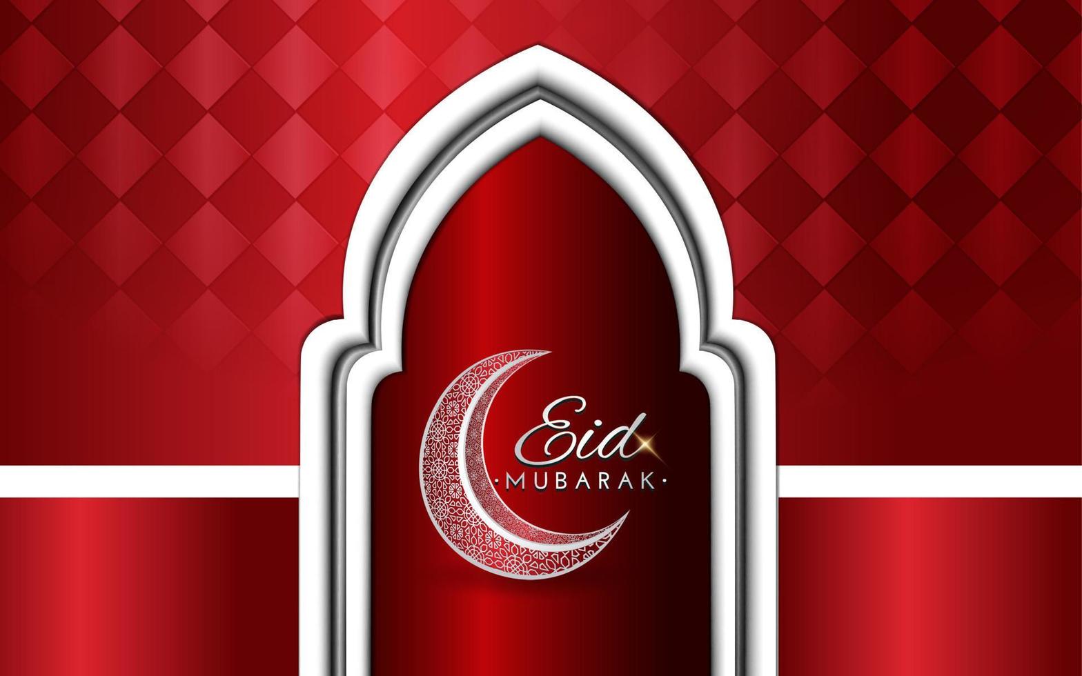 eid mubarak design with luxurious interior door vector