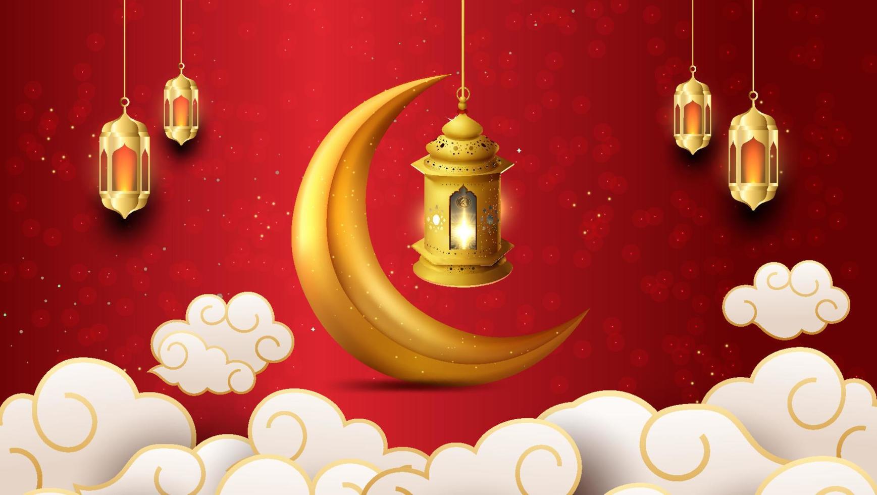 Ramadan Kareem greeting card Islamic background art vector