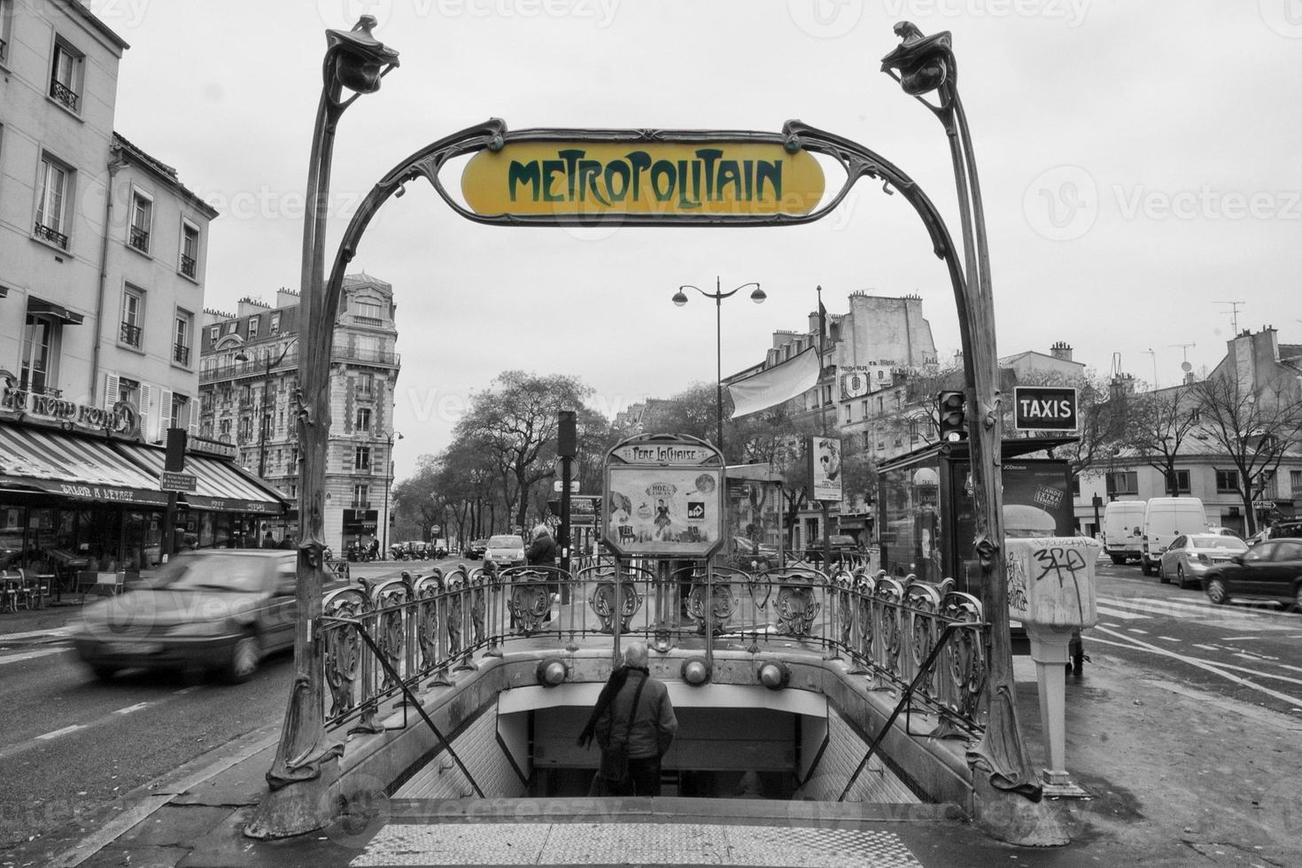 Paris Metro Metropolitain Sign Pere Lechese Cemetery photo