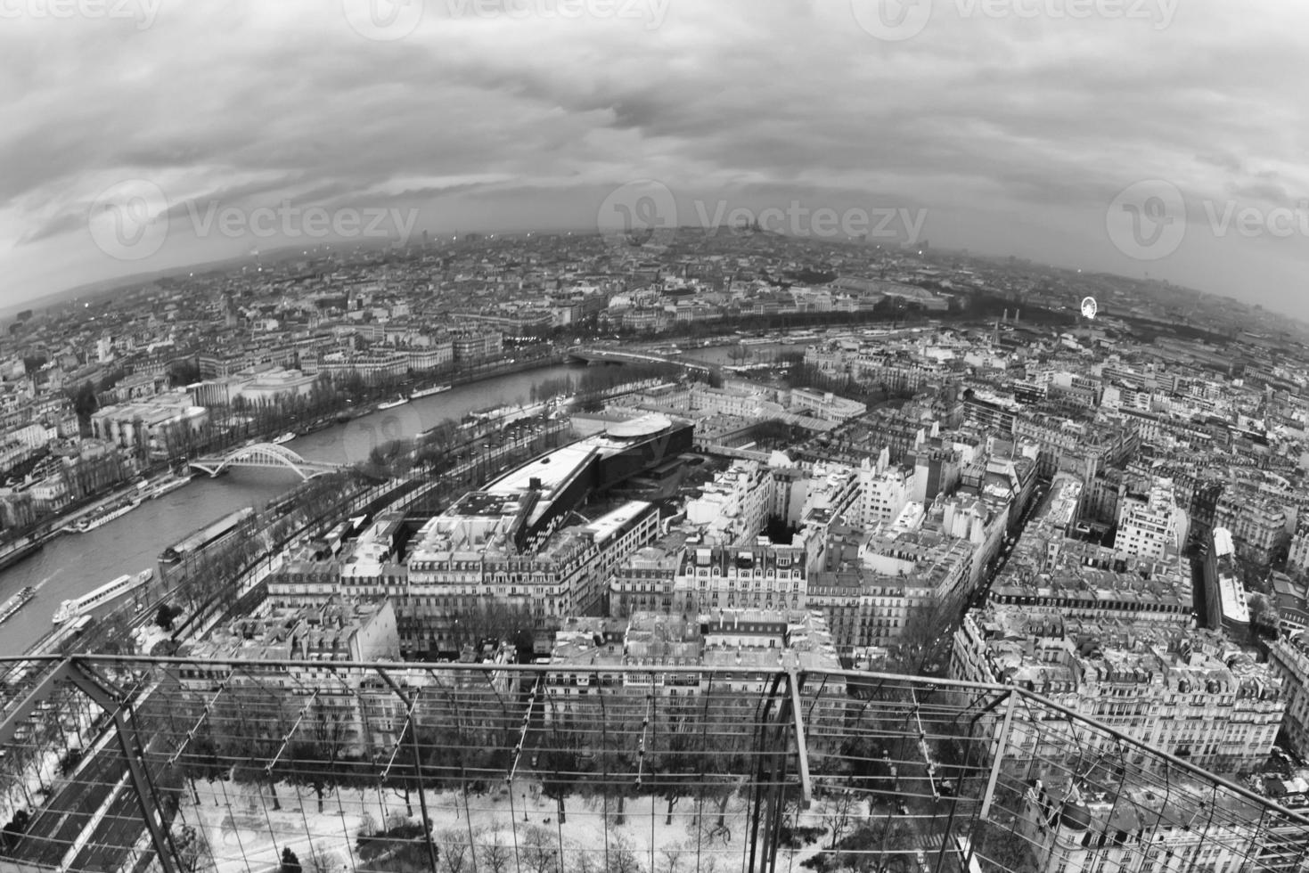 Paris view in black and white photo