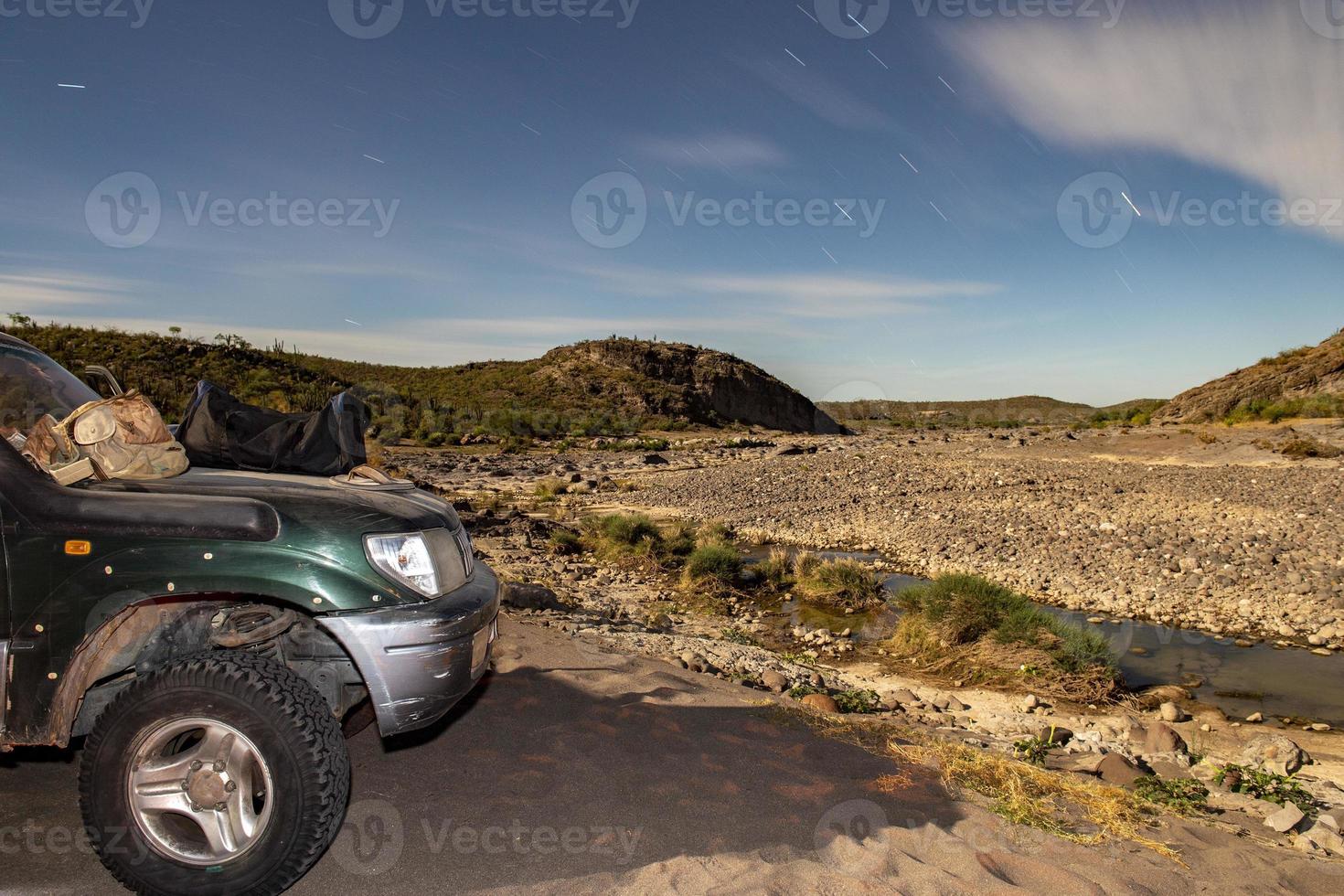 falling stars in desert camp photo