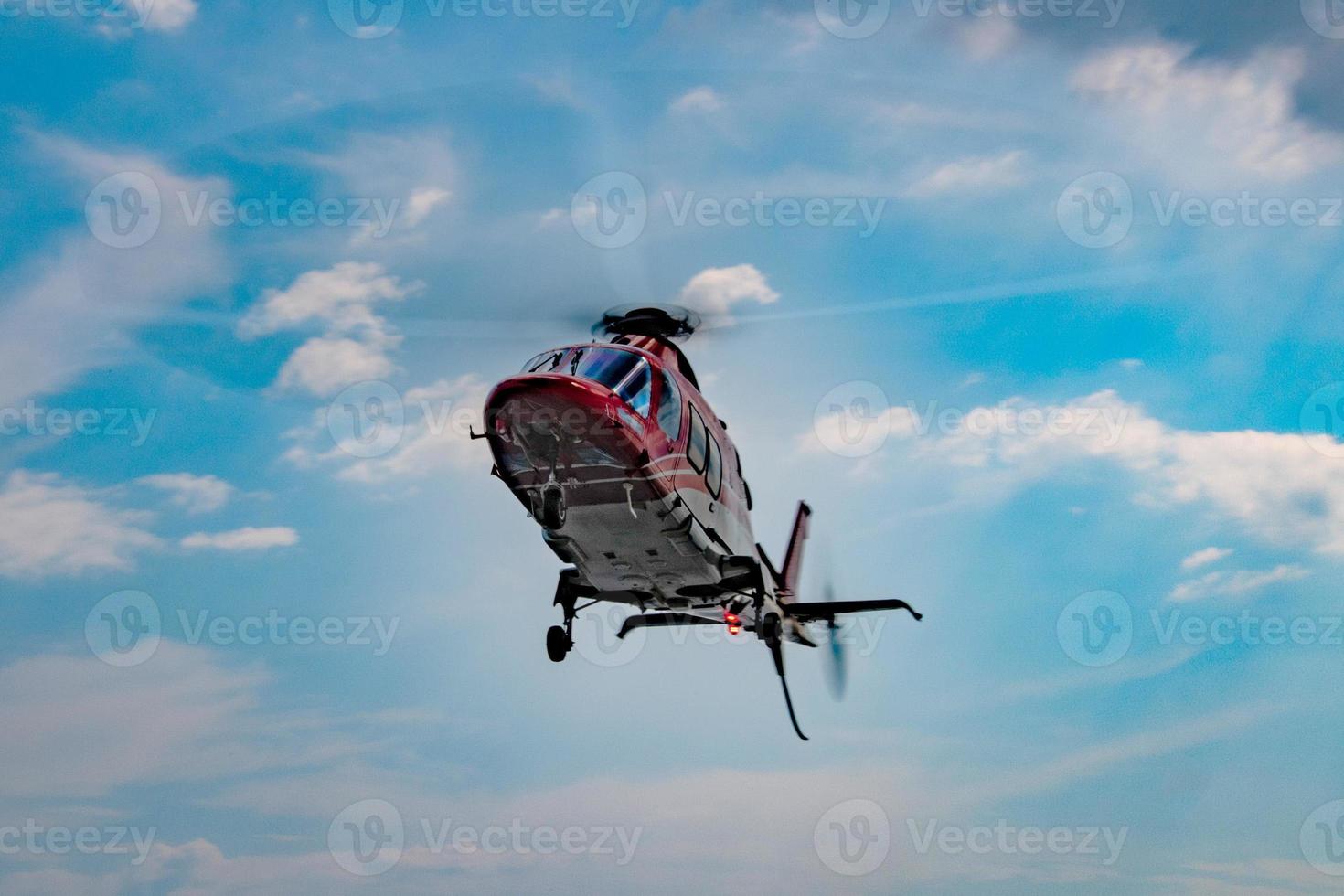 luxury helicopter while flying photo
