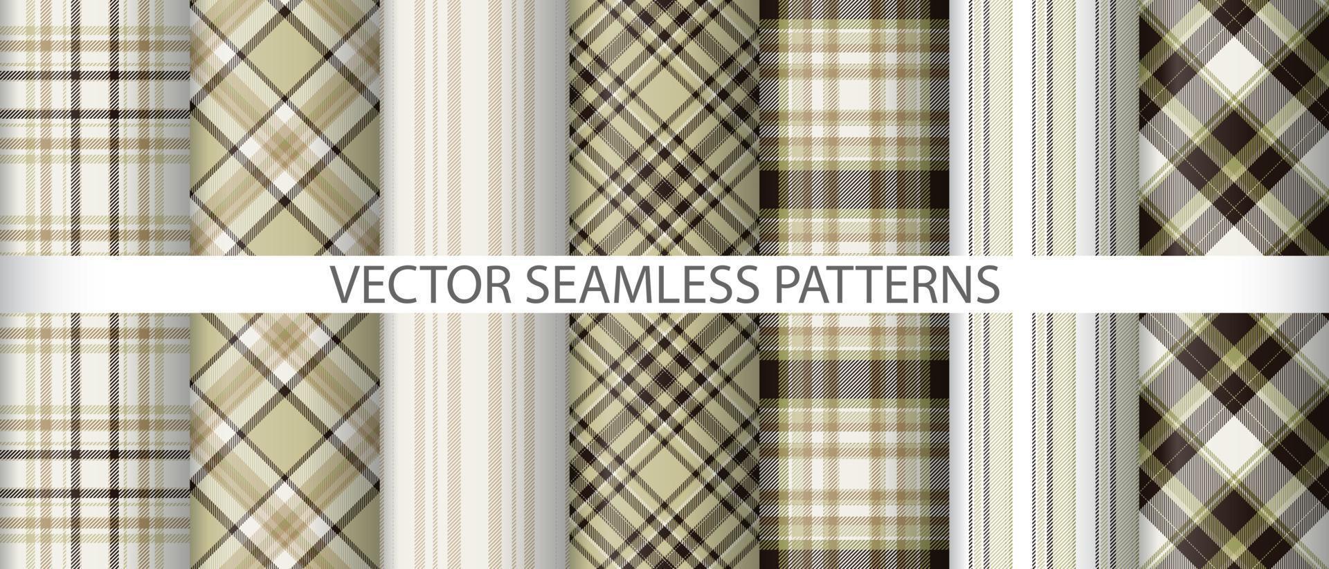 Set seamless plaid textile. Texture check pattern. Fabric tartan background vector. vector