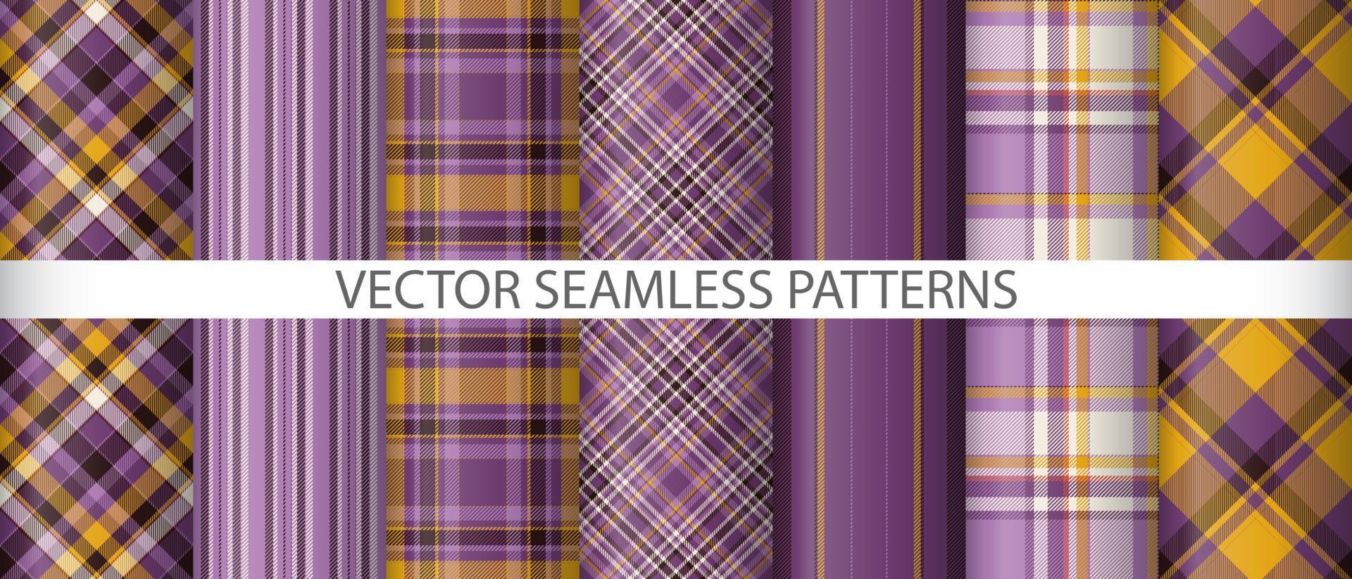 Set textile texture vector. Fabric background check. Tartan pattern plaid seamless. vector