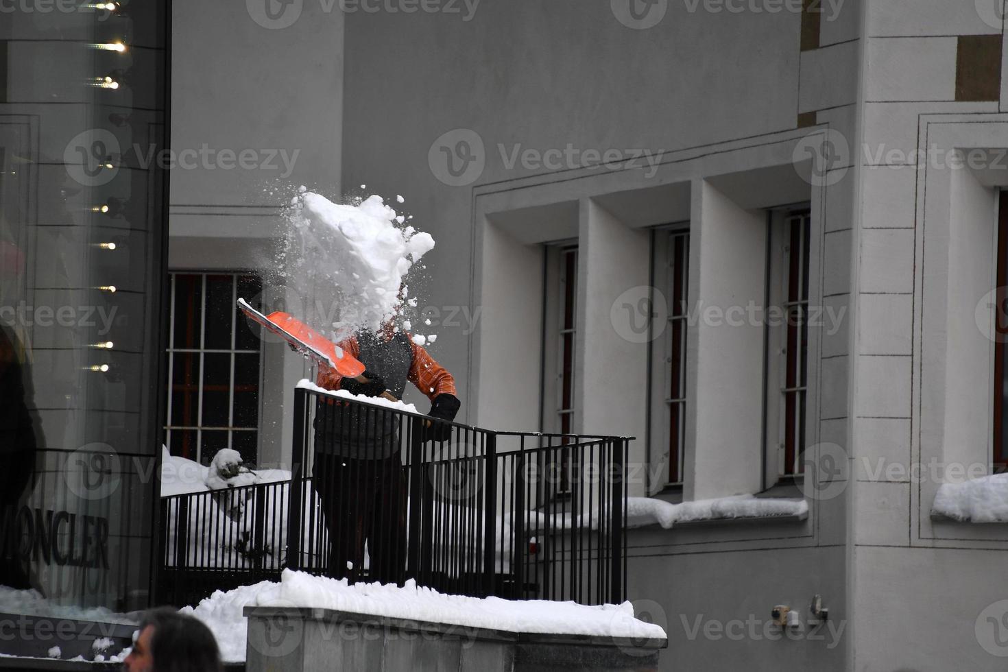 ST MORITZ, SWITZERLAND - DECEMBER 30 2017 - Luxury town crowded of tourists for new years eve photo