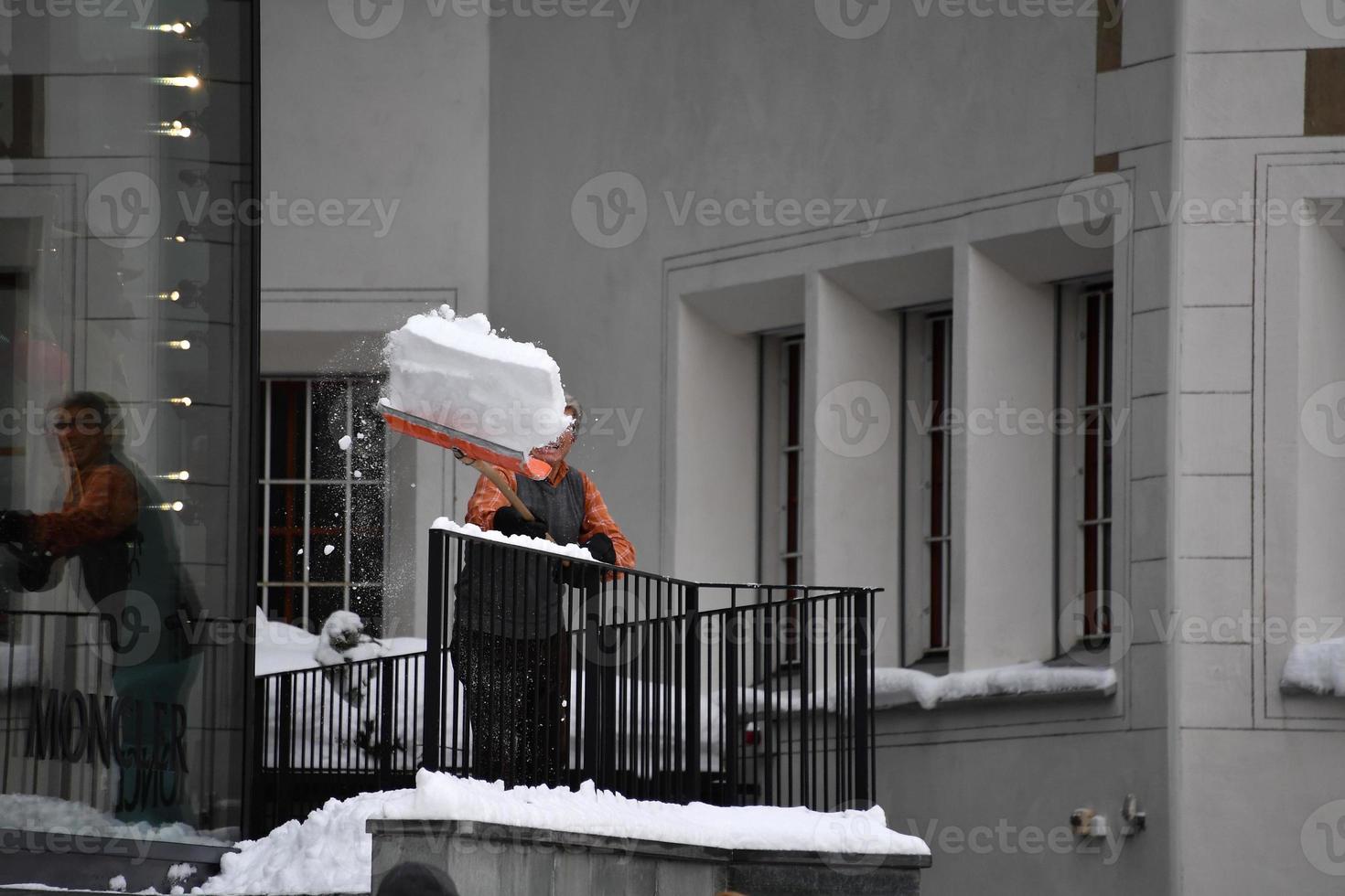 ST MORITZ, SWITZERLAND - DECEMBER 30 2017 - Luxury town crowded of tourists for new years eve photo