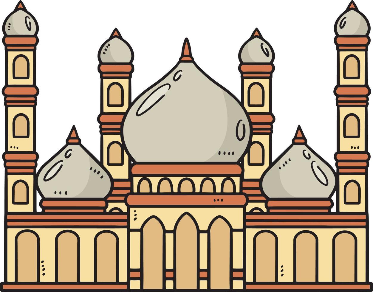 Ramadán mezquita dibujos animados de colores clipart vector