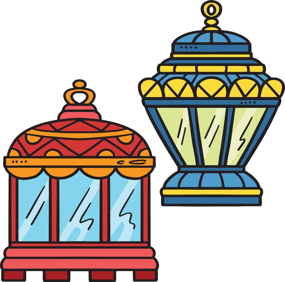 Ramadan Lantern Cartoon Colored Clipart vector