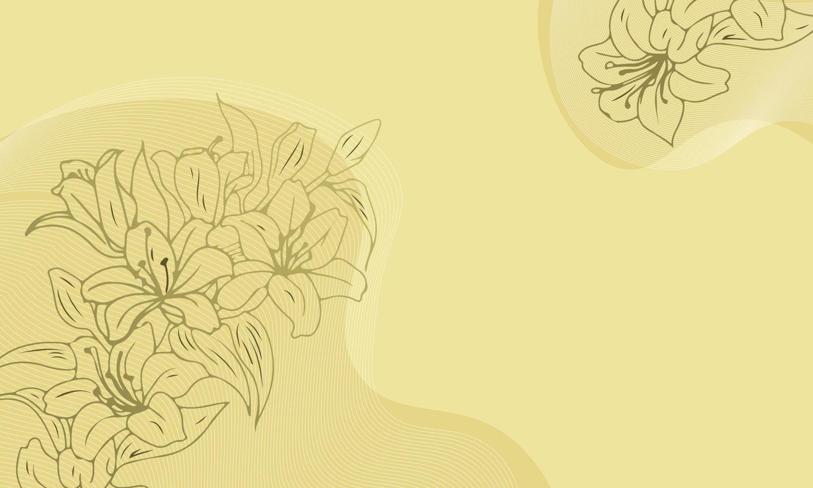 moderno estilo mano dibujado floral bosquejo en amarillo antecedentes vector