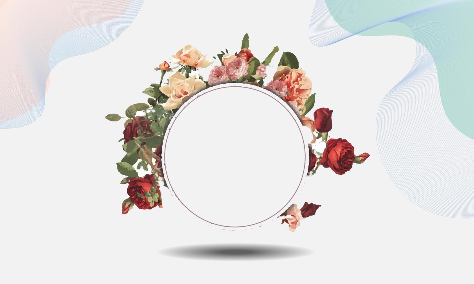 modern style background with watercolor flower add with round frame vector