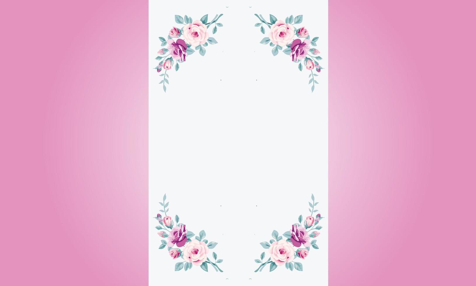 white frame decorative vector style flower background