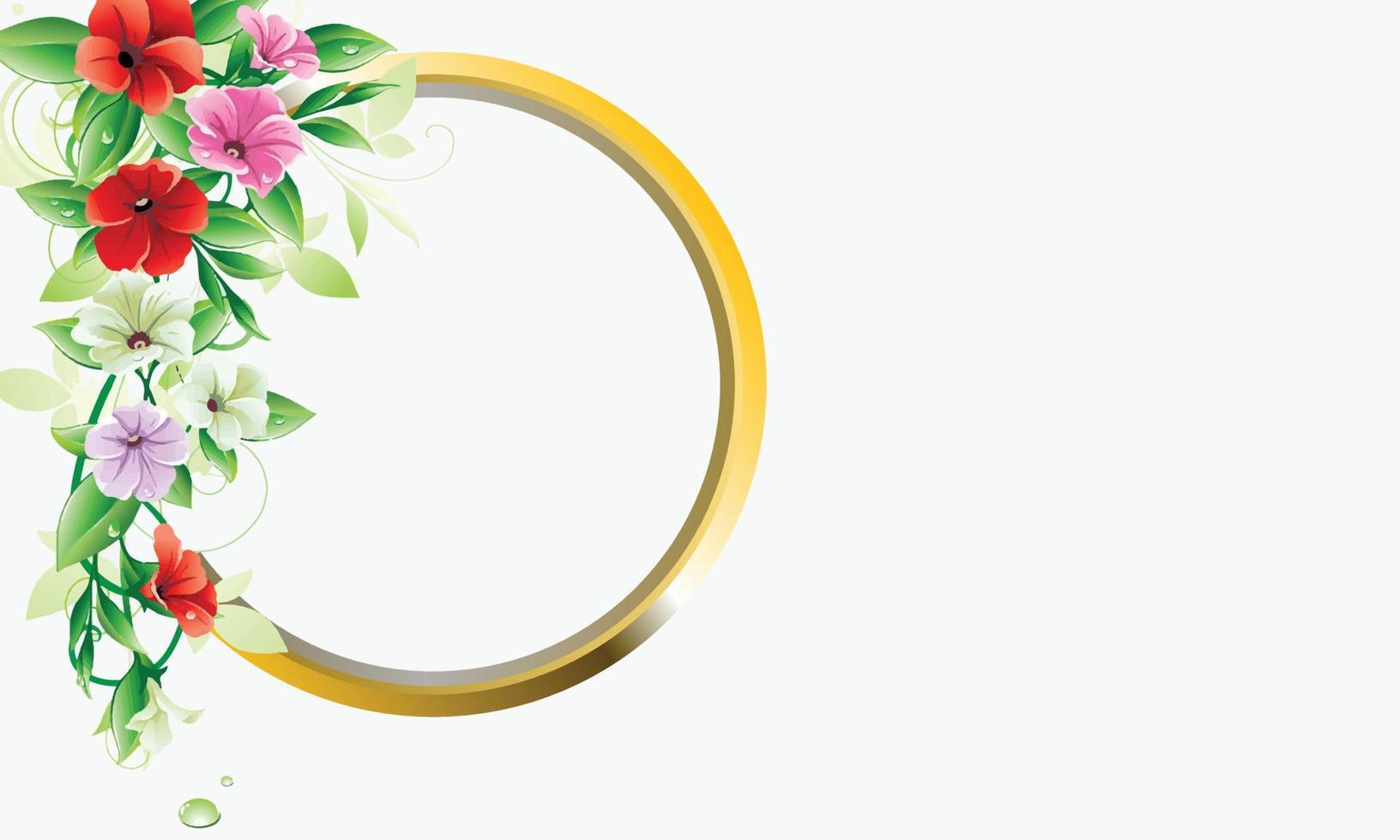 modern and simple style golden frame floral background vector