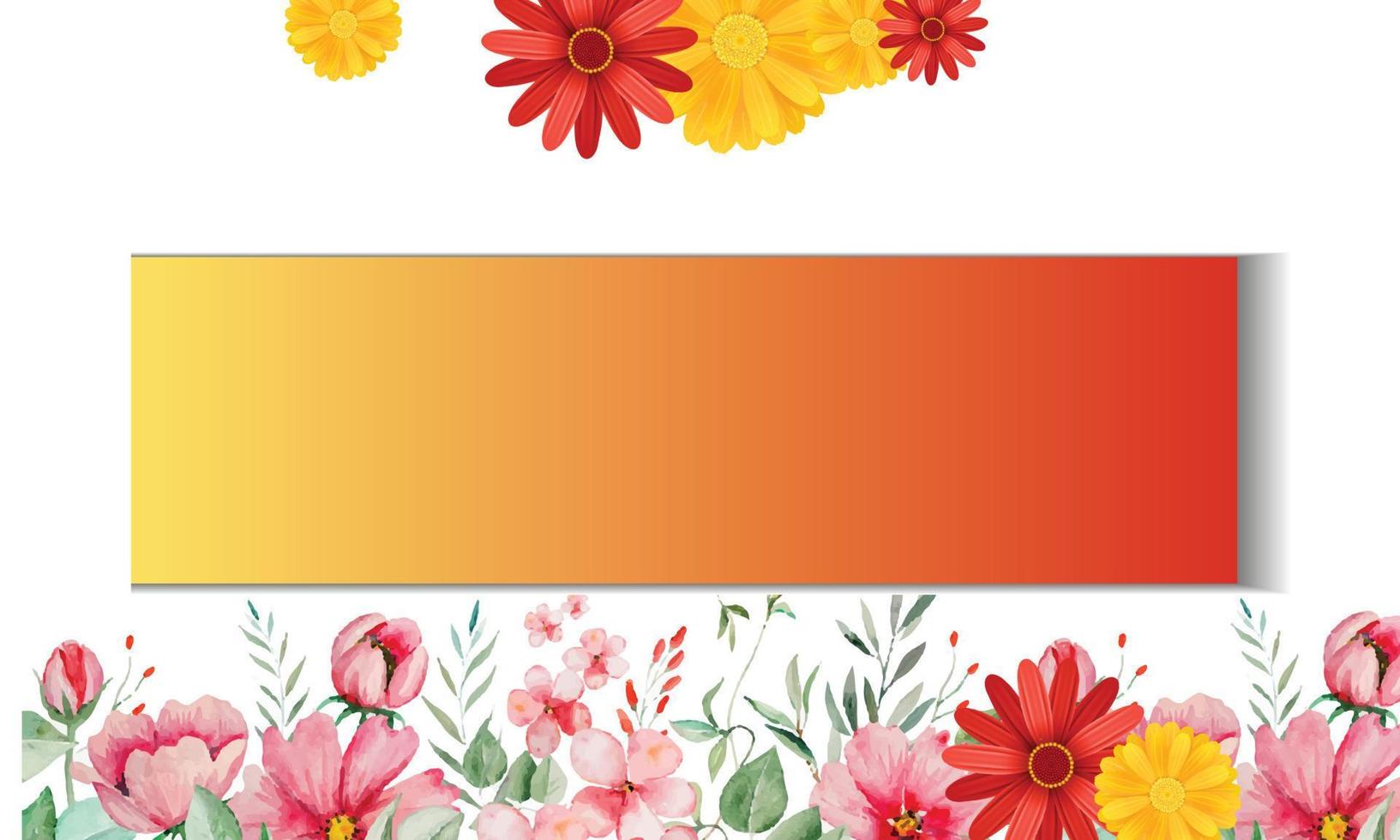 red banner with vector and multi color  flower background