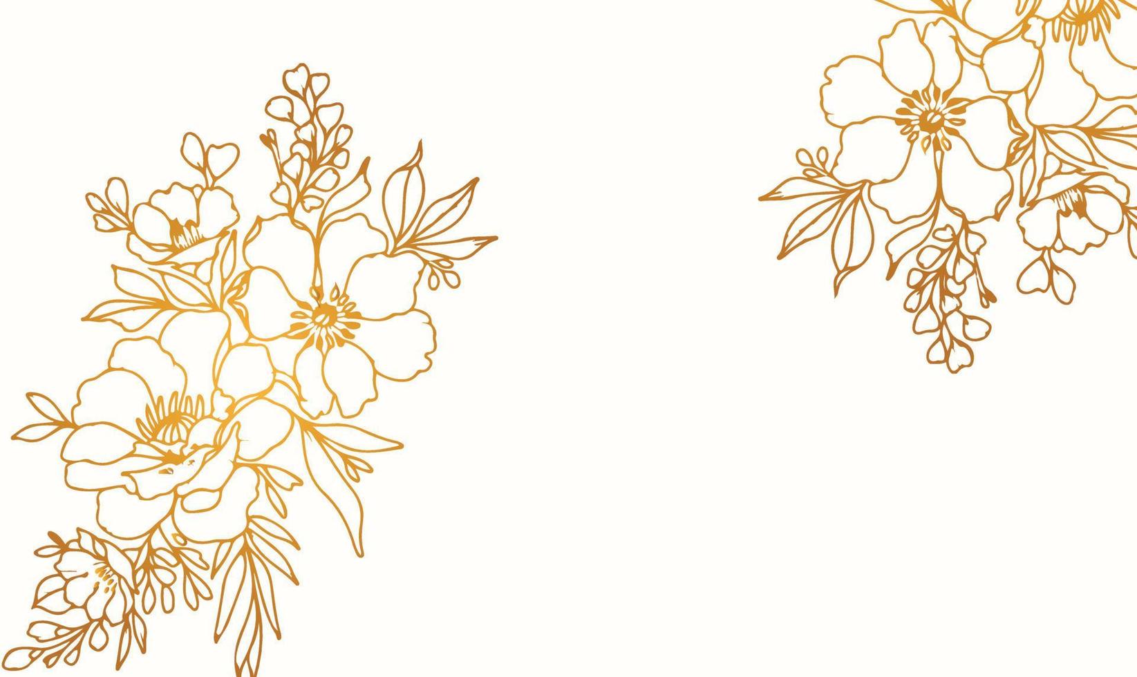 new look vector Golden hand drawn floral background