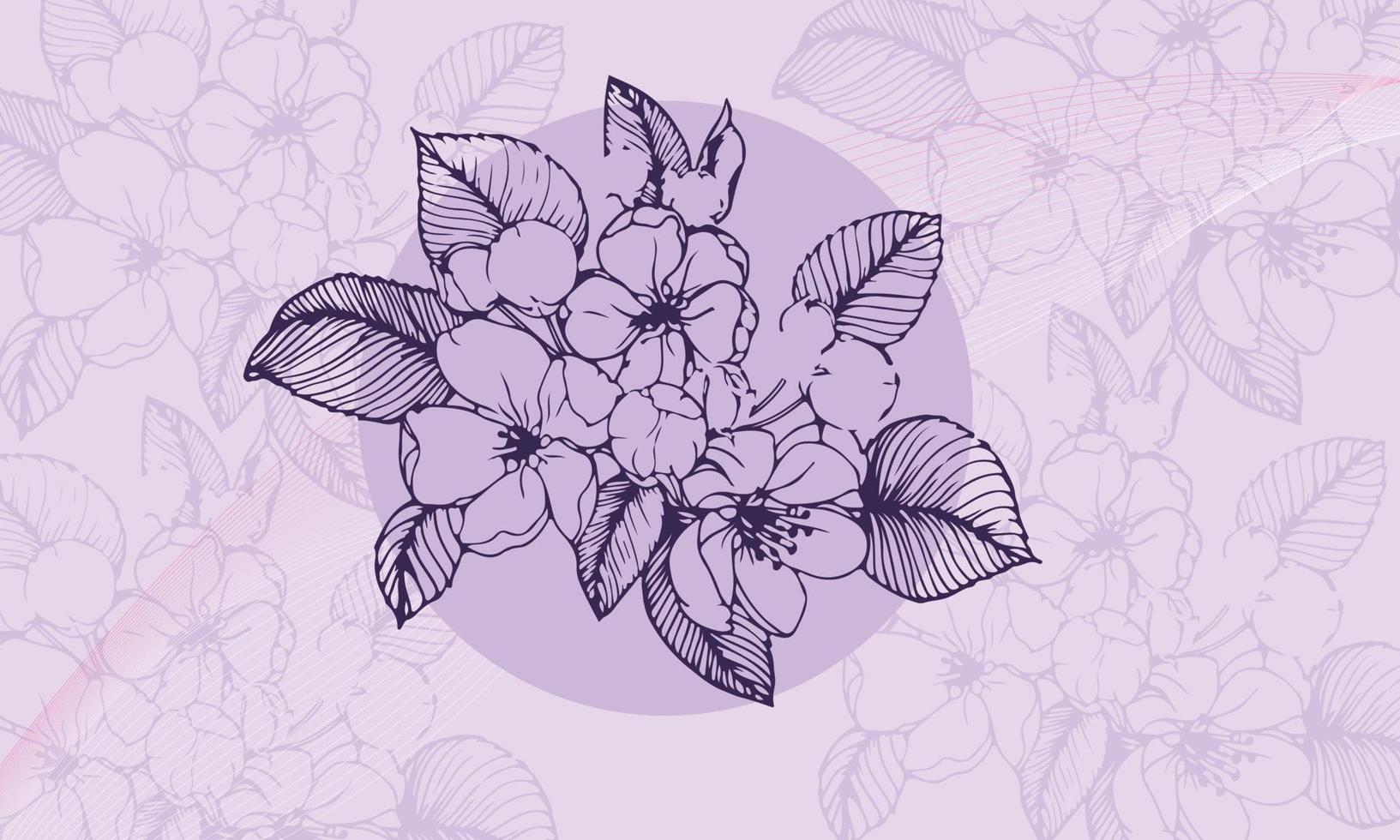 cool color modern look  flower sketch Vector background