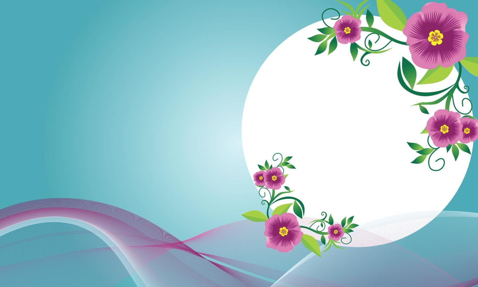 Beautiful moon looking flower background with vector flower and wave