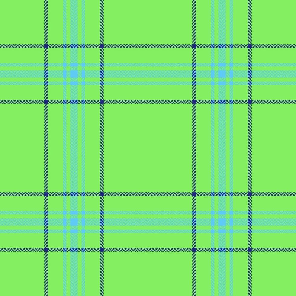 Plaid seamless pattern in green. Check fabric texture. Vector textile print.