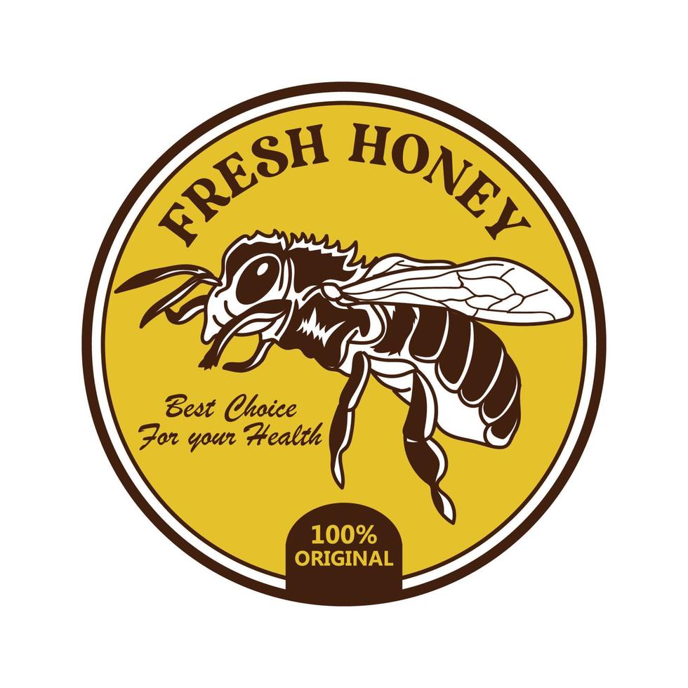 Bee vector illustration logo design in hand drawn style, perfect for Honey Label and sticker