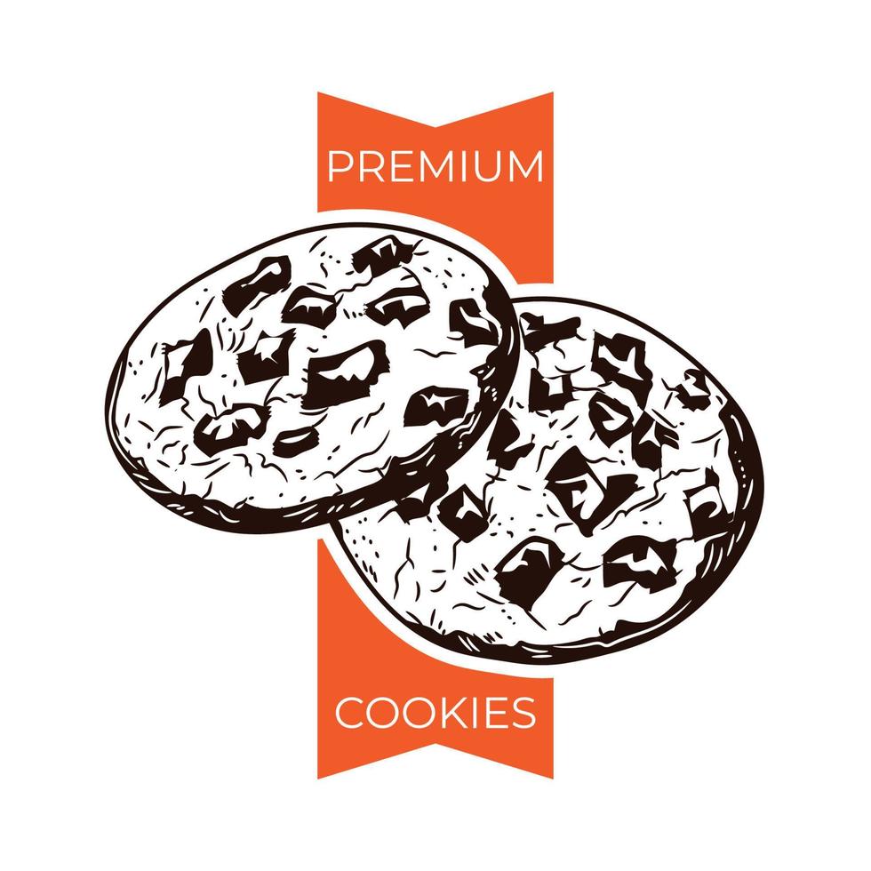Chocolate chip cookies vector illustration, perfect for cookies shop logo and label sticker